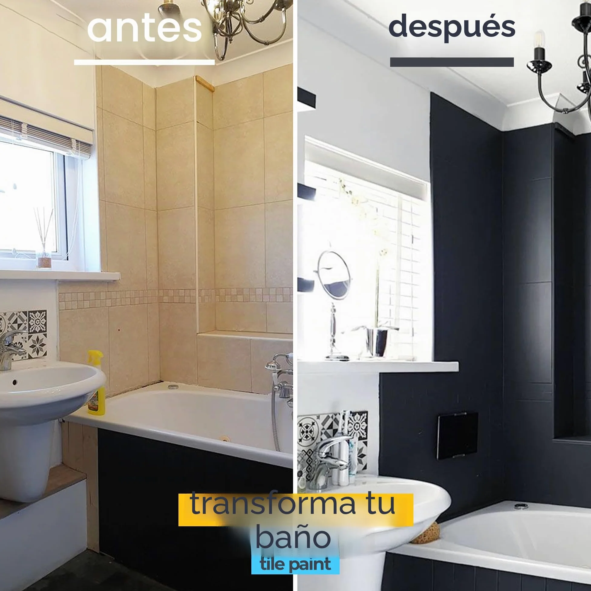 Pintura Multisuperficie - Pintura Impermeable Multiusos para Baño, Bañera, Azulejos, Lavabo, Muebles de Cocina, Encimeras, Madera, Mobiliario - Mate, 250ml (Negro)