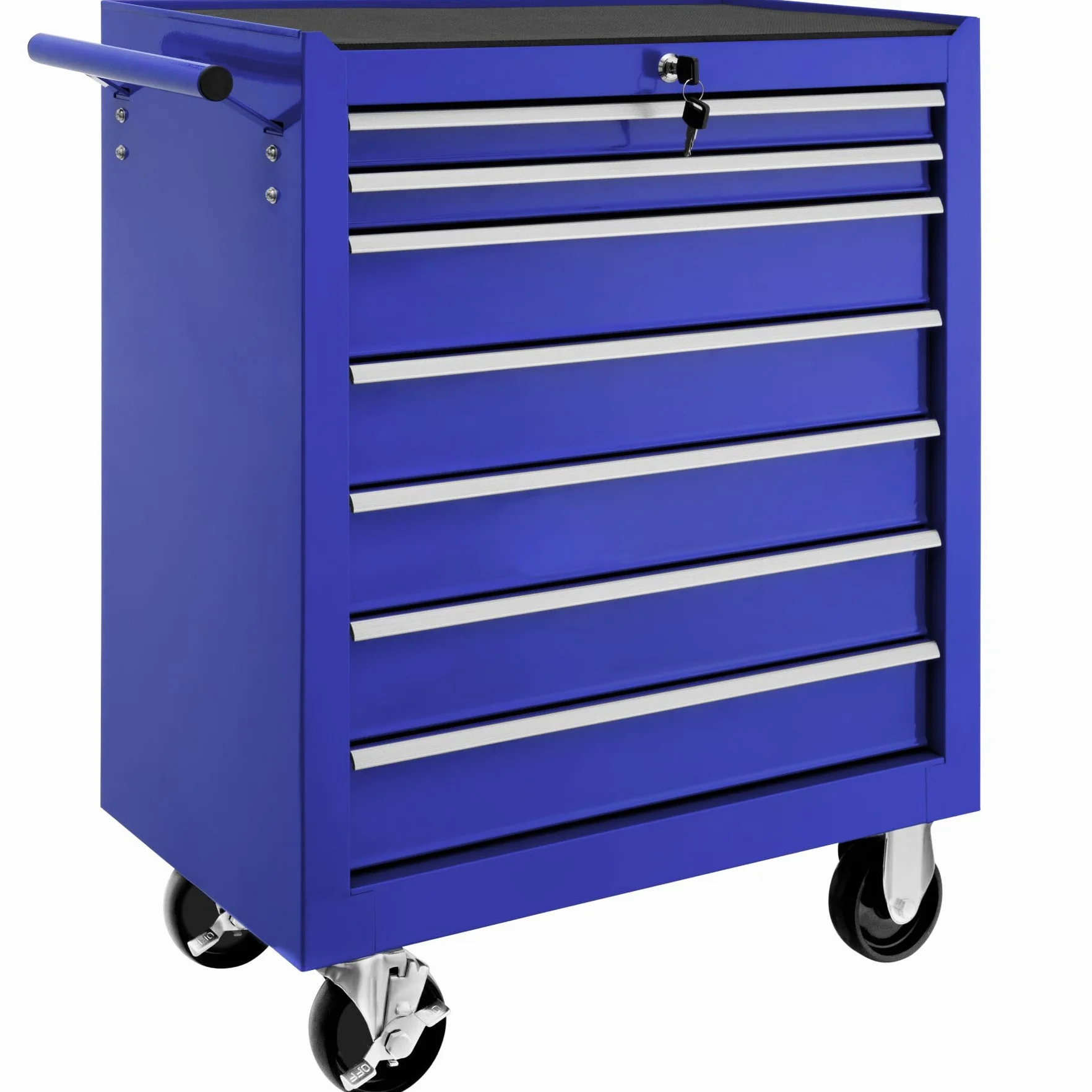 Tectake Carrito Auxiliar con Ruedas, 7 Cajones, Organizador de Herramientas, Armario Metálico, Azul