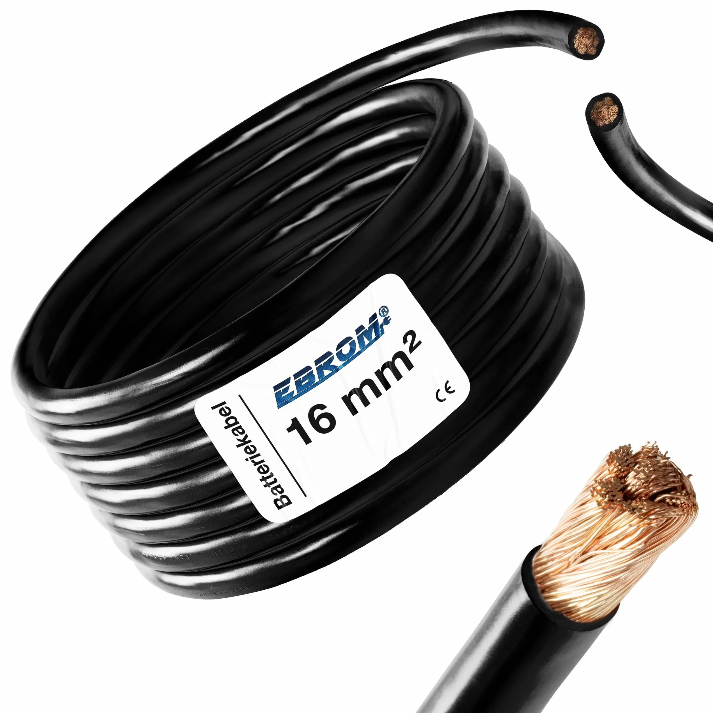 3 metros de cable de batería negro H07V-K 16 mm² – Cable de batería – 99,9% cobre OFC – 3 m (3 m) 16 mm2