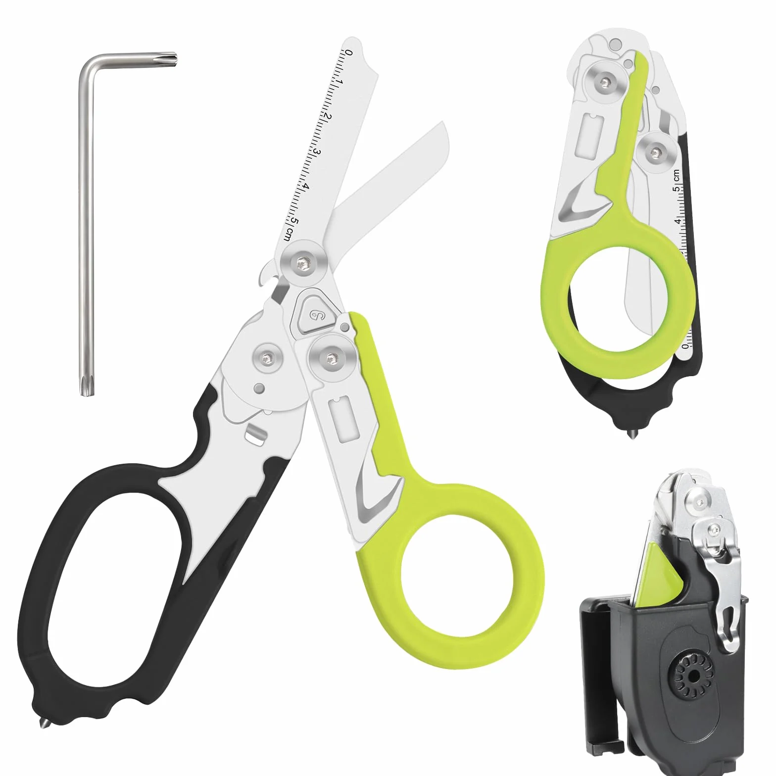 Alicates Multifunción, Herramienta Multifunción, Tijeras Multiherramienta,Alicates Plegables Tácticos con Cortador de Correa y Rompecristales,Reparación De Senderismo de Camping, Negro y Verde