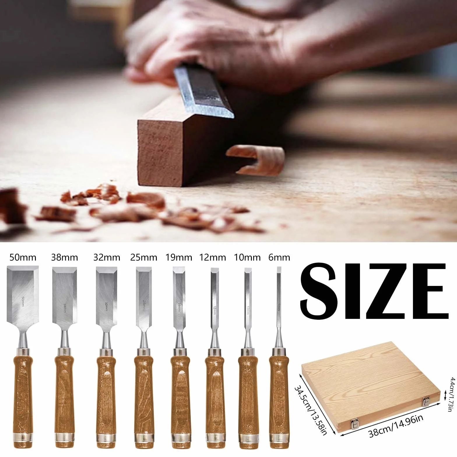 Juego De 8 Cinceles Para Madera, Cincel Manual Para Tallar Madera Con Piedra De Amolar Y Guía