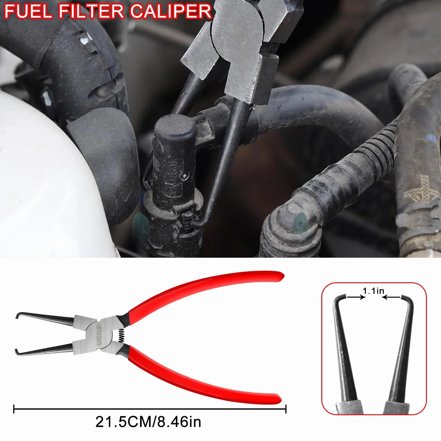 WISEUP Juego de herramientas de desconexión de línea de combustible de 8 piezas - Línea de combustible/abrazadera de manguera/alicates de extracción, herramientas de desconexión eléctrica/pasador de