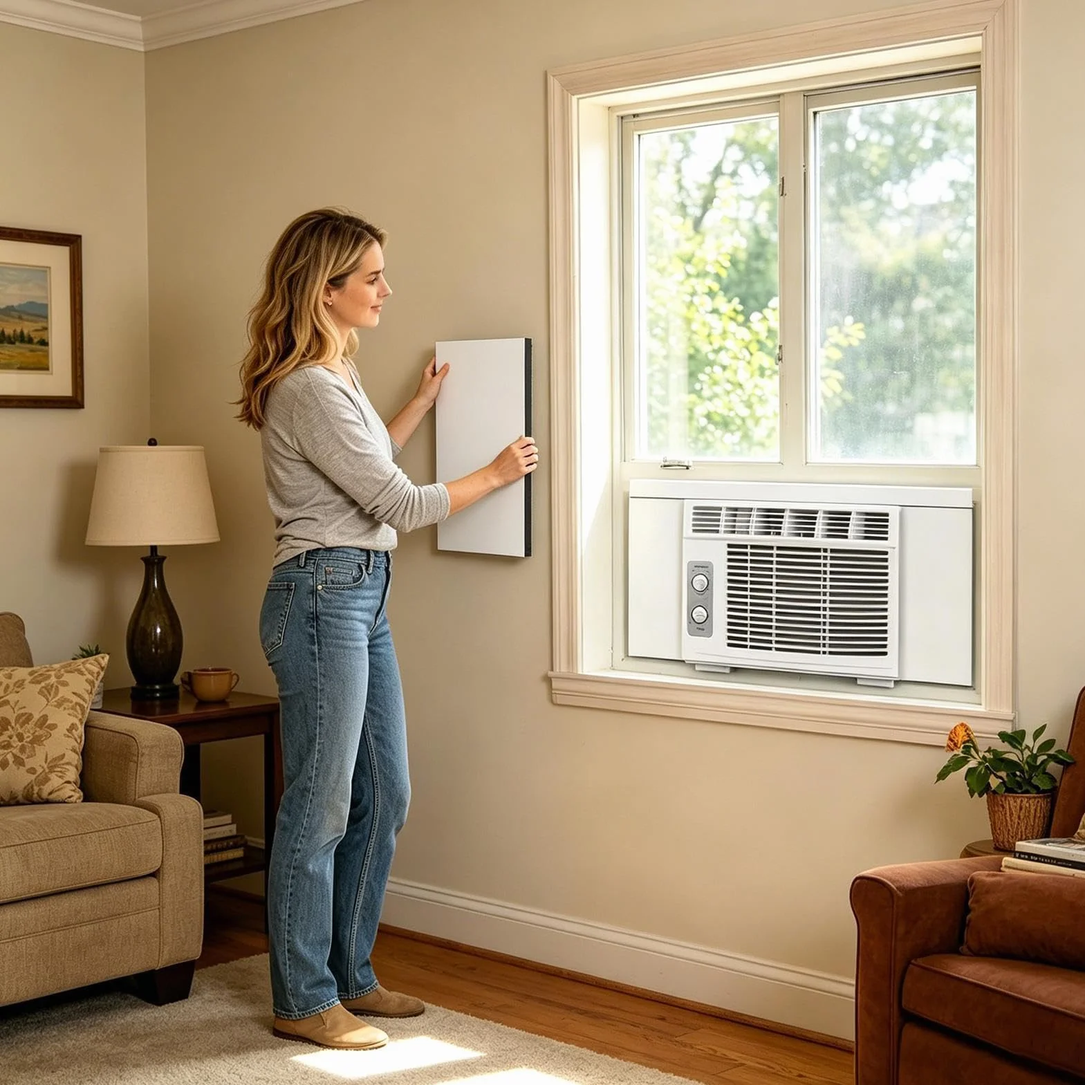 Kit de Sellado para Ventana con Aire Acondicionado,2 Piezas Universales De Alta Densidad | Paneles Laterales Espuma Aislante AC - Oficina, Dormitorio, Hogar, Apartamento, Previene Fugas De Aire
