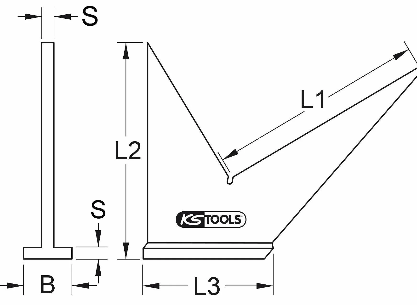 KS Tools 300.0218 Escuadra de doble inglete, 128 mm
