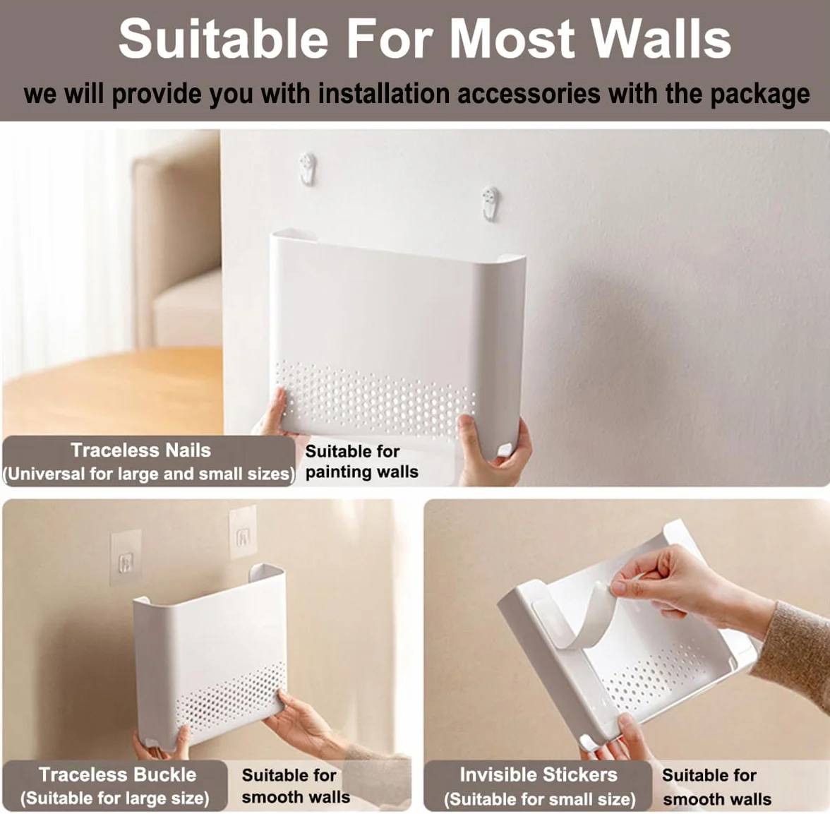 Caja Router Pared, Router Rack, Caja de Almacenamiento para Enrutador WiFi para Disimula el Router y Los Cables, para Sala de Estar de TV de Decoración del Hogar Blanco(Size:30x6x22cm)