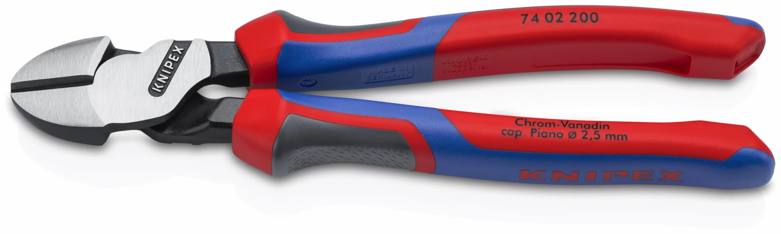 KNIPEX Alicates de corte diagonal de fuerza con mangos confort 200 mm, 74 02 200