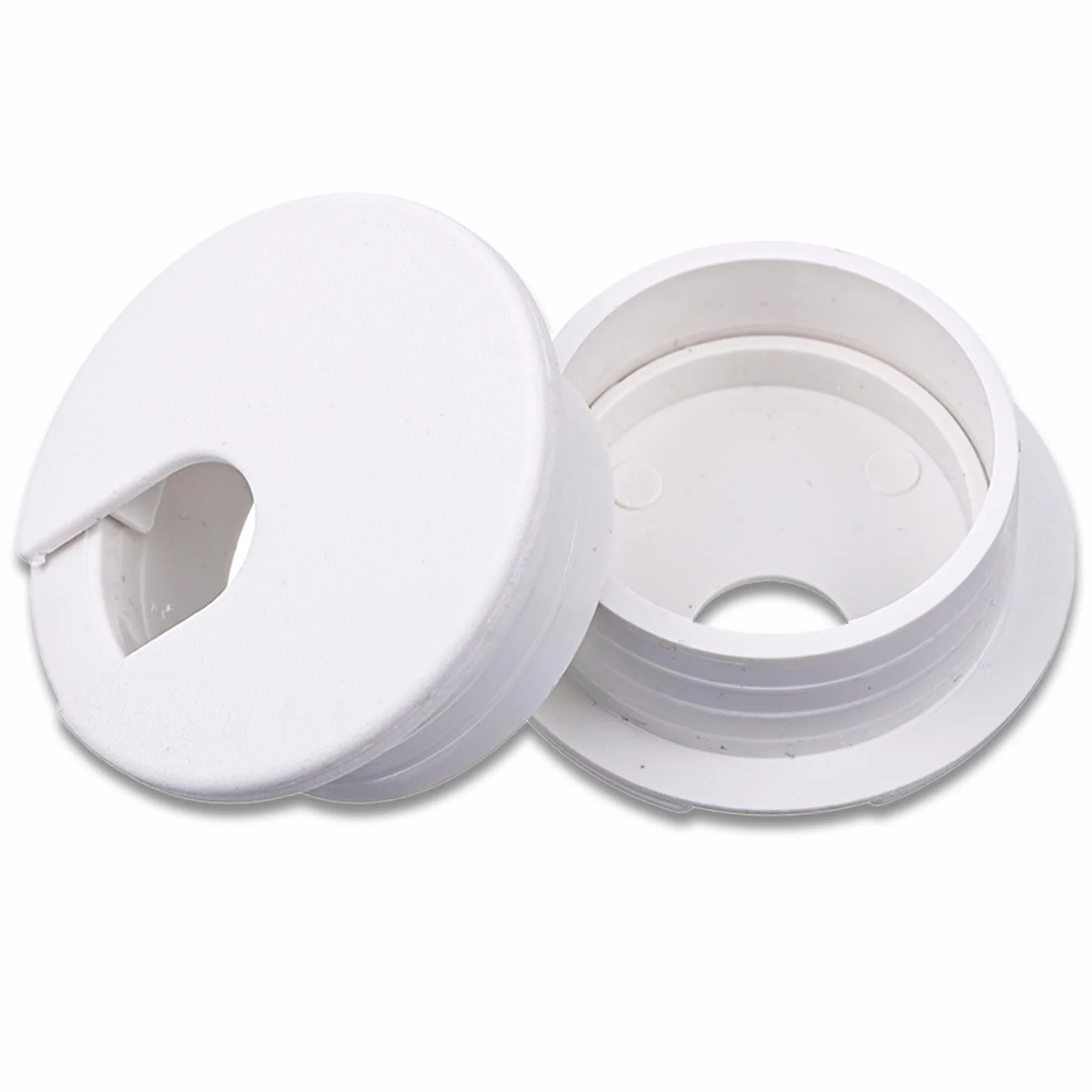 Prasacco 2 pasacables para Escritorio, pasacables de 35 mm, Cubierta de plástico para Agujeros de Escritorio de Color Blanco para Mesa de Ordenador, Mesa de Trabajo, Mesa de
