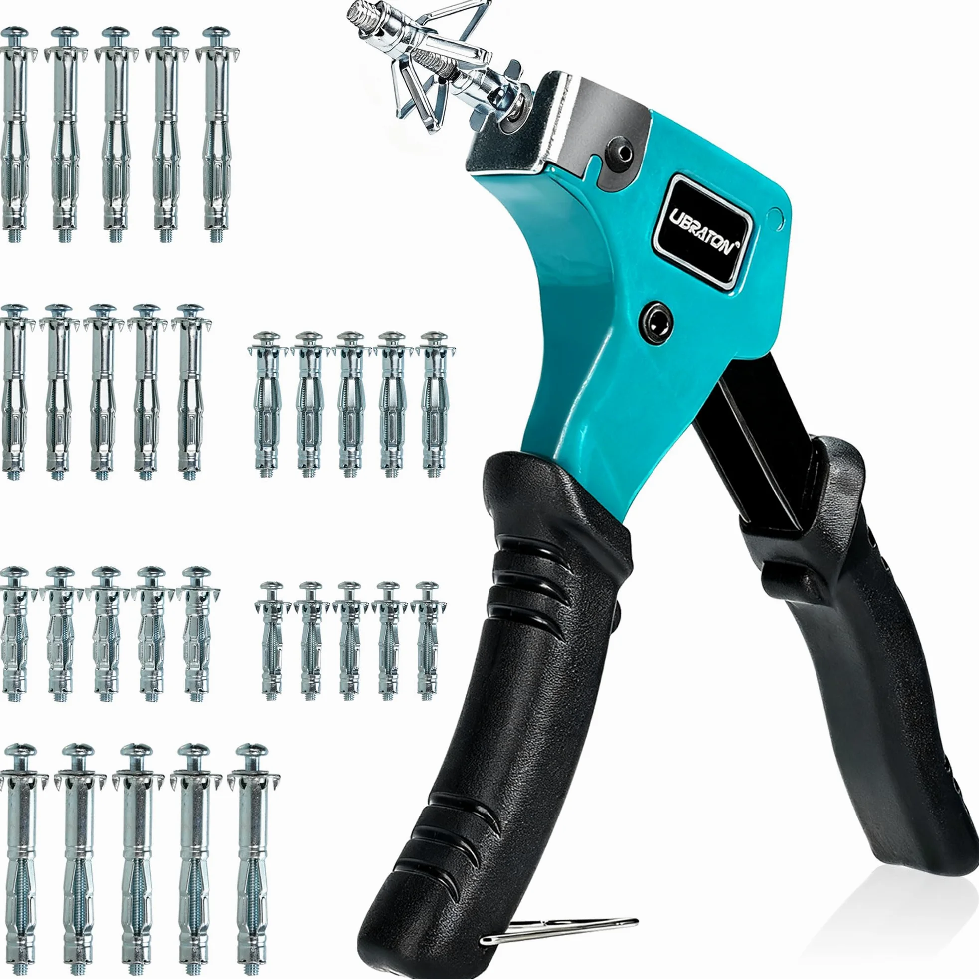 LIBRATON Molly Bolts para paredes de pladur y escayola (0,30 cm - 3,86 cm), 30 piezas en 6 tamaños con herramienta de ajuste, kit resistente de tornillos y anclajes de metal para pared hueca, soporta