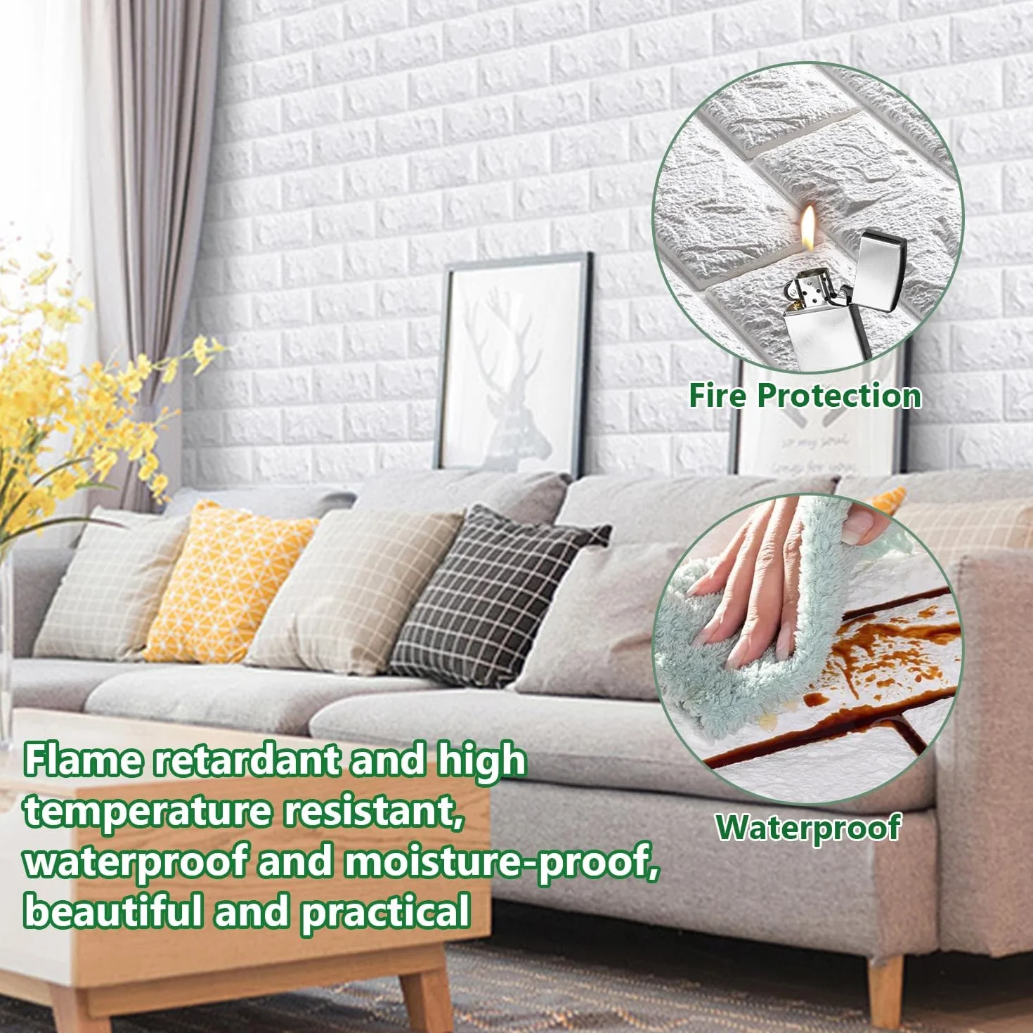 40 Piezas Papel 3D Blanco Ladrillo Pared Autoadhesivo, 35 × 38 cm Grueso Impermeable PVC Panel Decorativo Pared, Revestimiento de Paredes, Pegatinas Pared para Paredes de Cocina, Oficina, Dormitorio