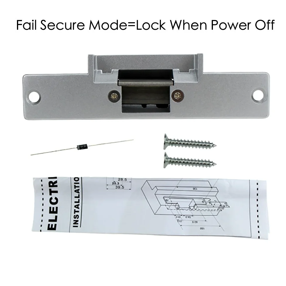 Control de Acceso 12 V DC Fallan Seguro no Tipo Puerta eléctrica Strike Cerradura para Control de Acceso de Alimentación Locks (Sin Bloqueo)