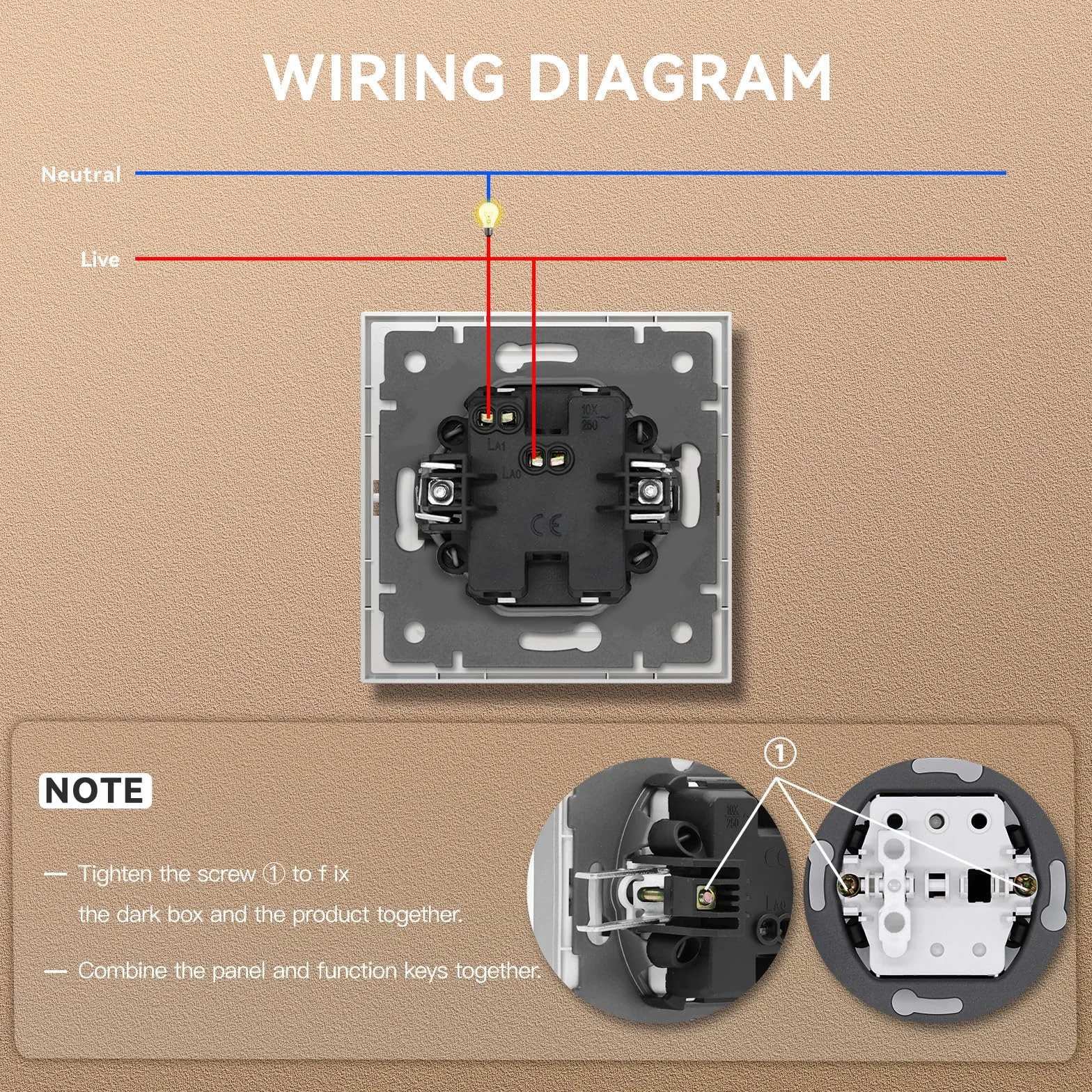 BSEED C-Series Interruptor Pared Mate 1 Gang 1 Vía 80mm Blanco