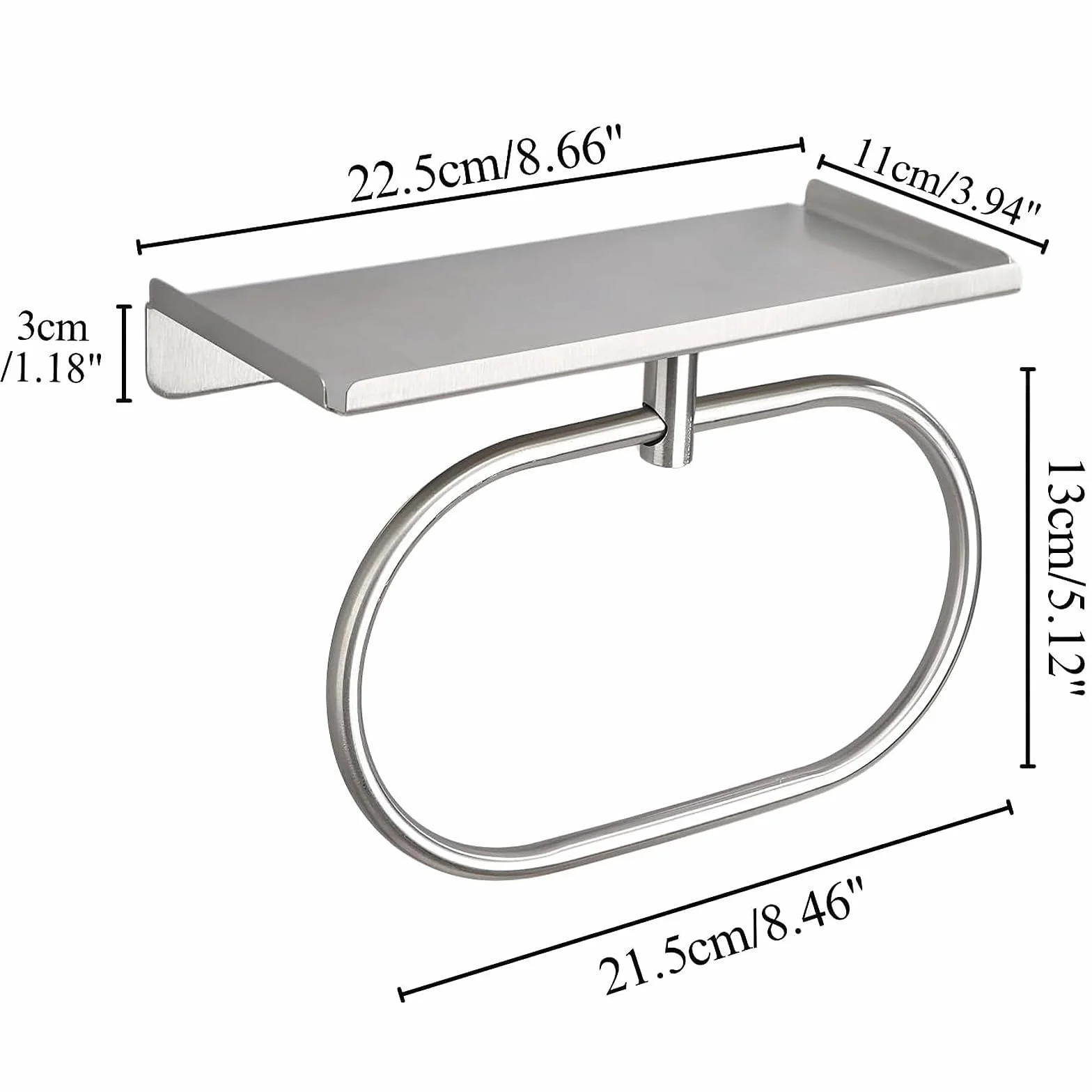 Anillo de Toalla de Acero Inoxidable 304, Toallero de Anilla Montaje en Pared Autoadhesivo sin Taladrar, Cepillado para Baño, Cocina (Plateado)