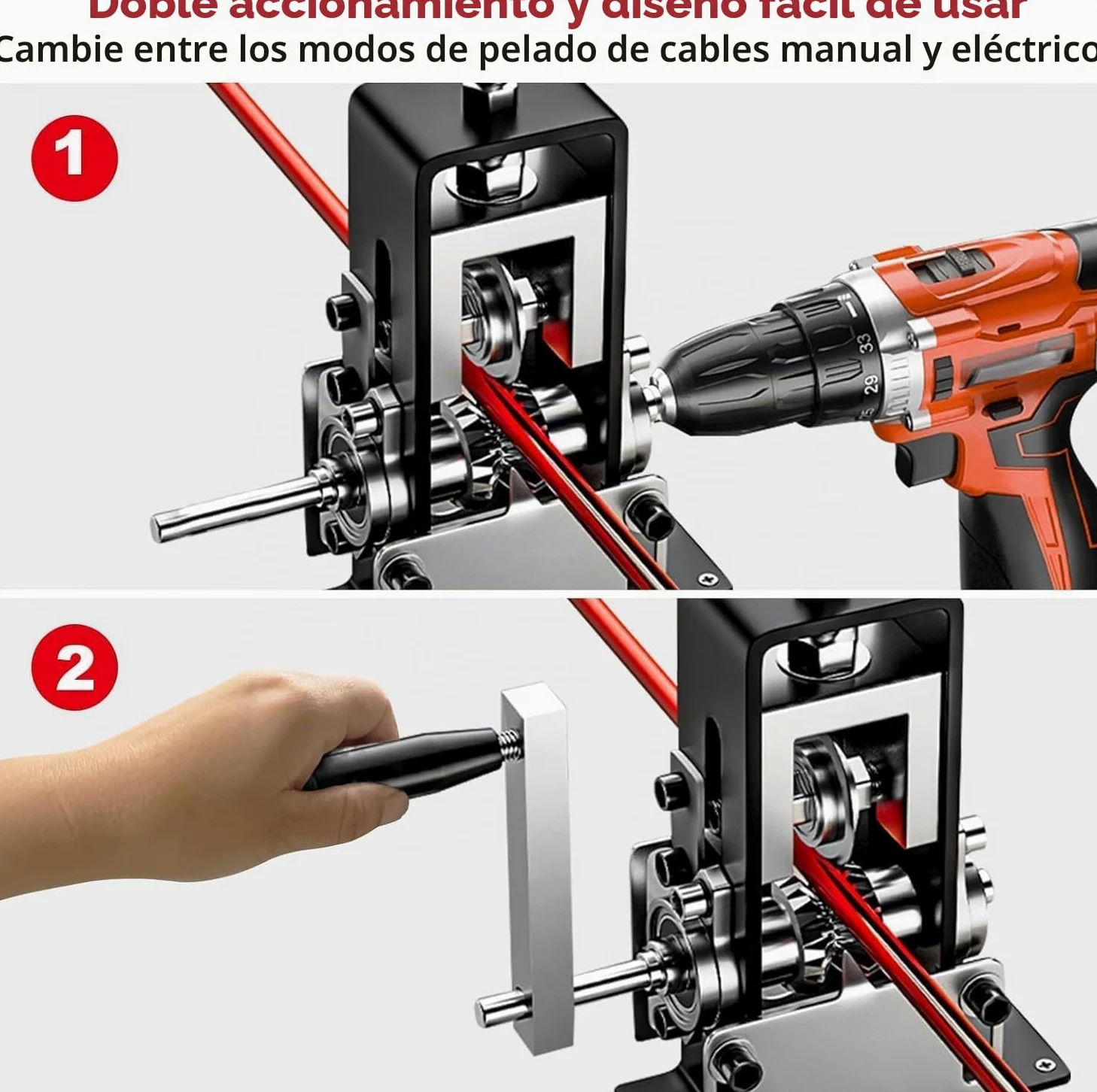 Cable Maquina de Pelar Profesional, Pela Cables de Electricidad, para Cable de 1-25 mm de Diámetro con Manivela, Pelador de Cables Electricos Para Reciclaje Chatarra Cobre Pelacables Manual Automático