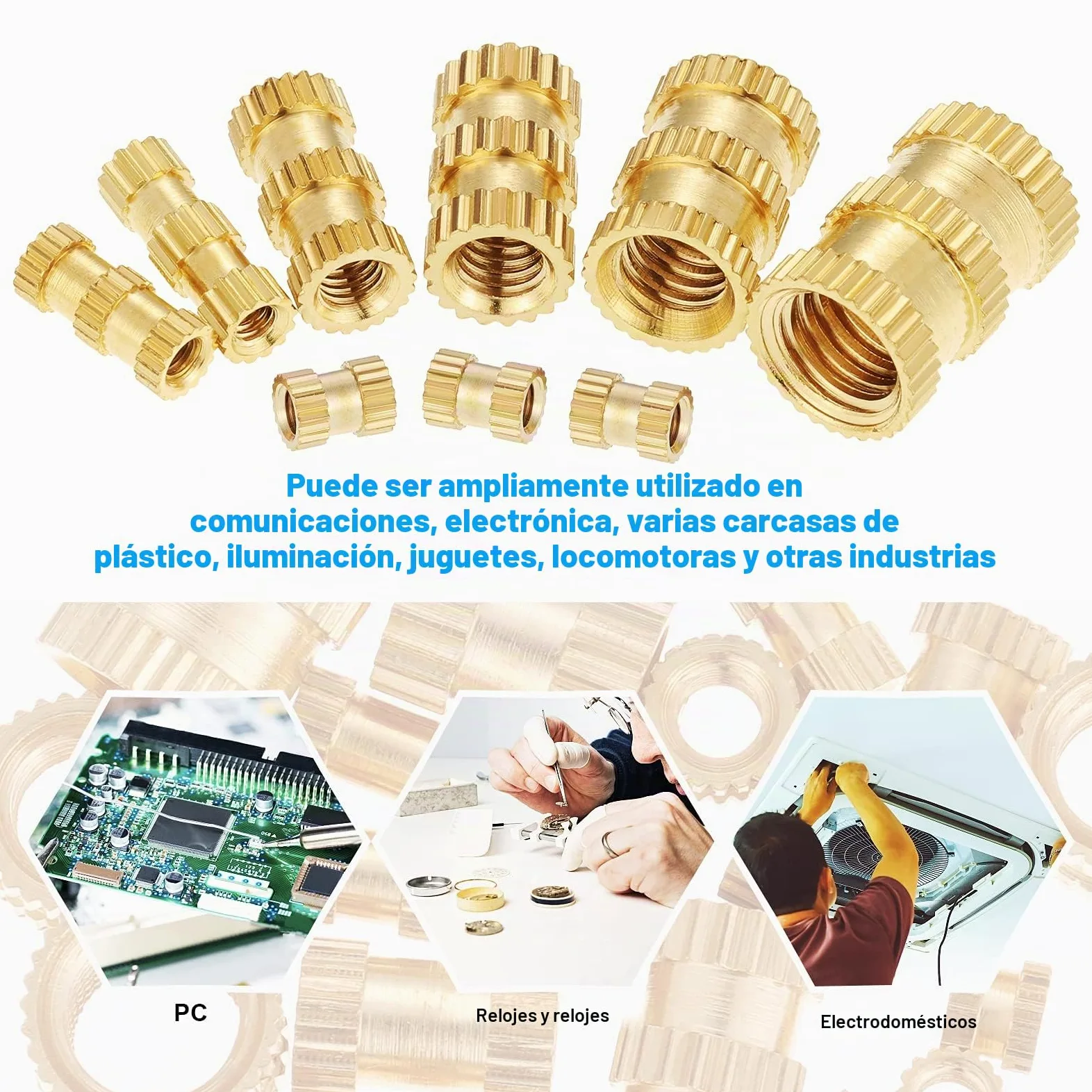 Gueenky 480 Piezas Tuercas Moleteadas de Latón, M2 M2,5 M3 M4 M5 M6 Tuercas de Inserción Insertos Roscados, 20 Tamaños Tuercas de Incrustación para Moldeo por Calor o Ultrasonido en Impresora 3D