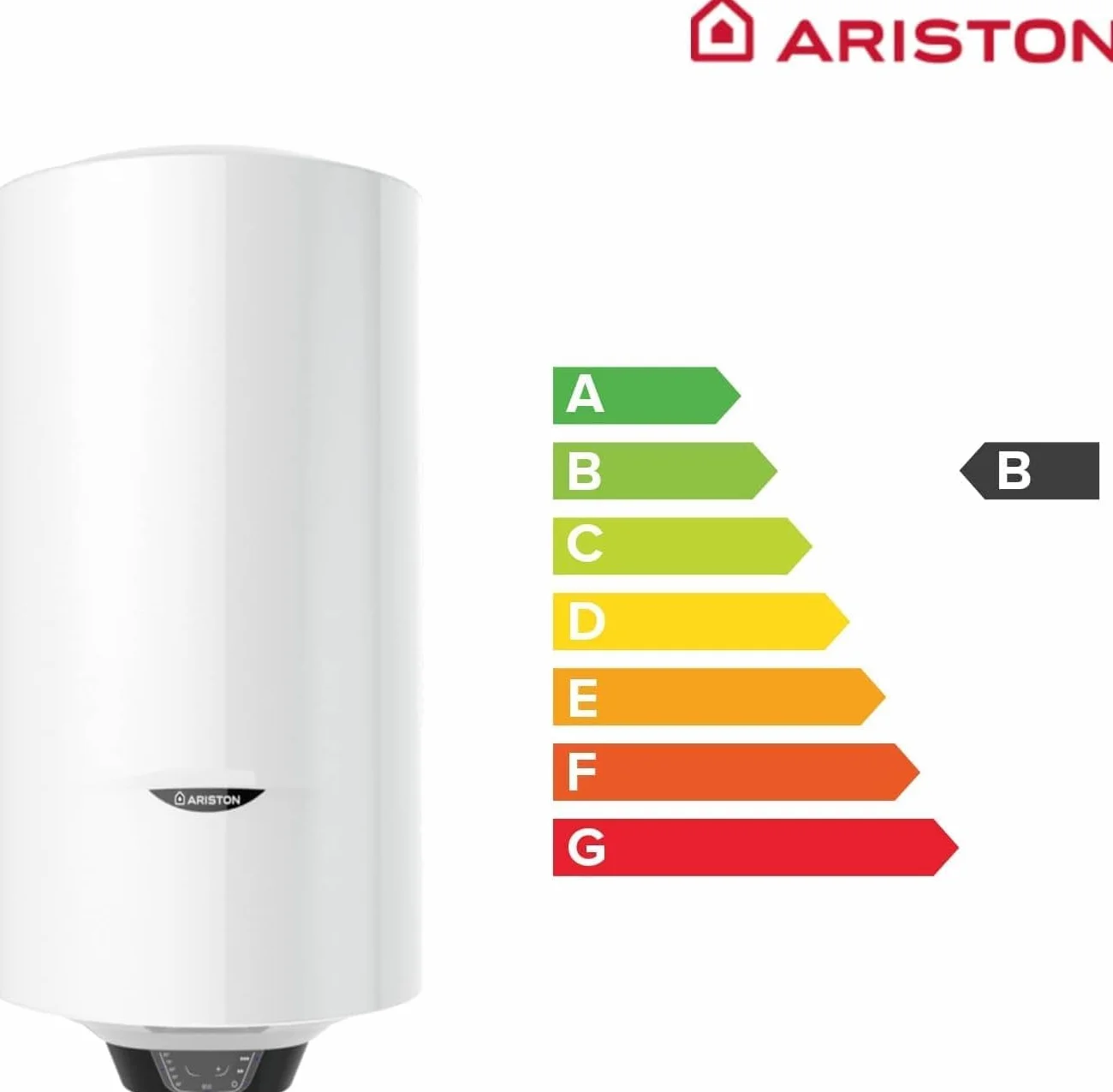 Ariston Pro1 Eco Slim - Termo Eléctrico 65 Litros Bajo Consumo Vertical, Calentador de Agua Eléctrico con Función ECO 37,3x35,3x98,1 cm, Fabricado para Instalación en España, Eficiencia B Rango (A+/F)