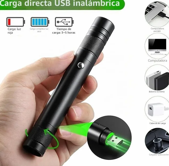 USB avanzada linterna de largo alcance, recargable de alta potencia con tapa de estrella extraíble versátil para observación astronómica