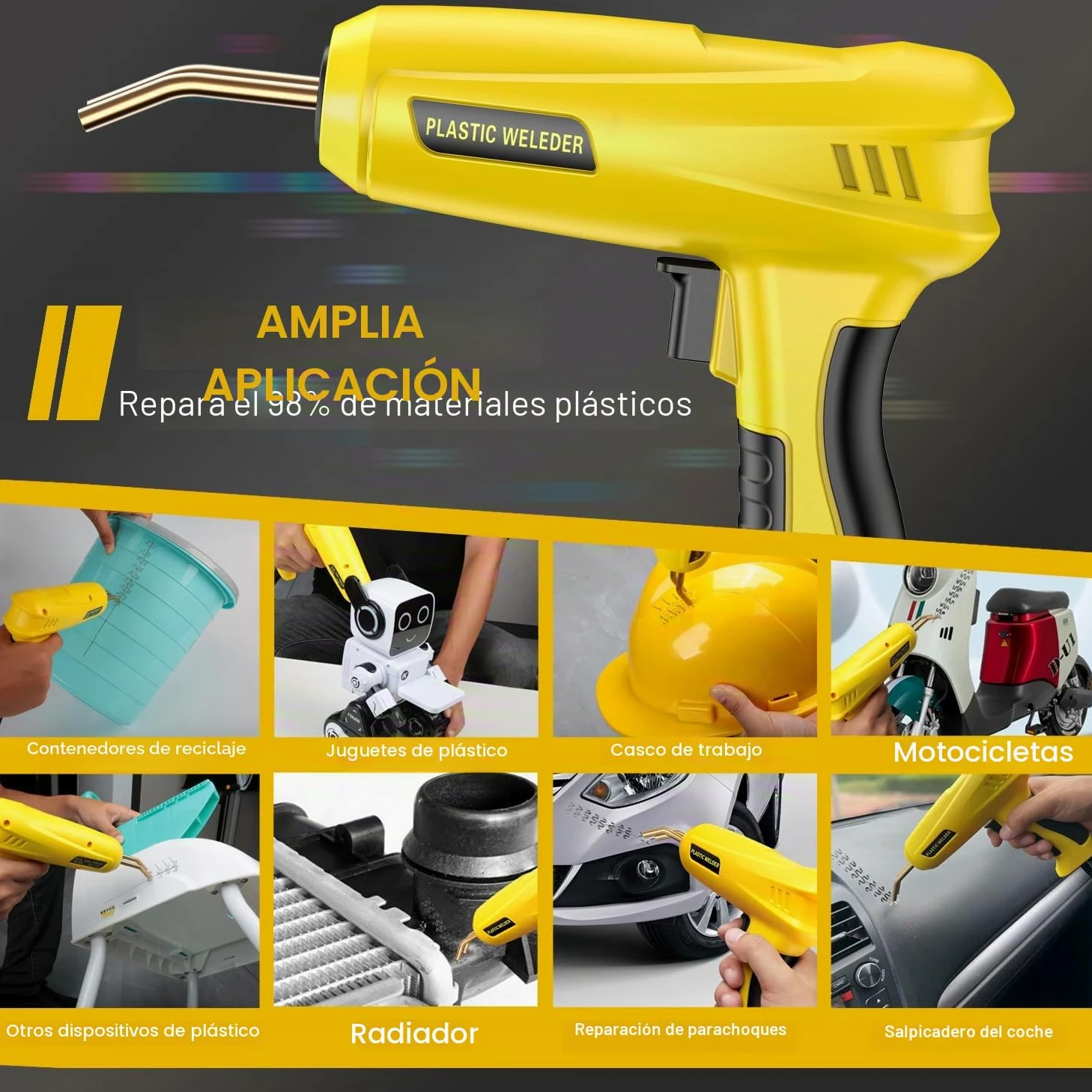 200W Soldador de Plástico,Plástico Soldadura Máquina con 900PCS Grapas,Kit de Reparación de Parachoques de Coche para la Reparación de Piezas de Plástico Automotrices