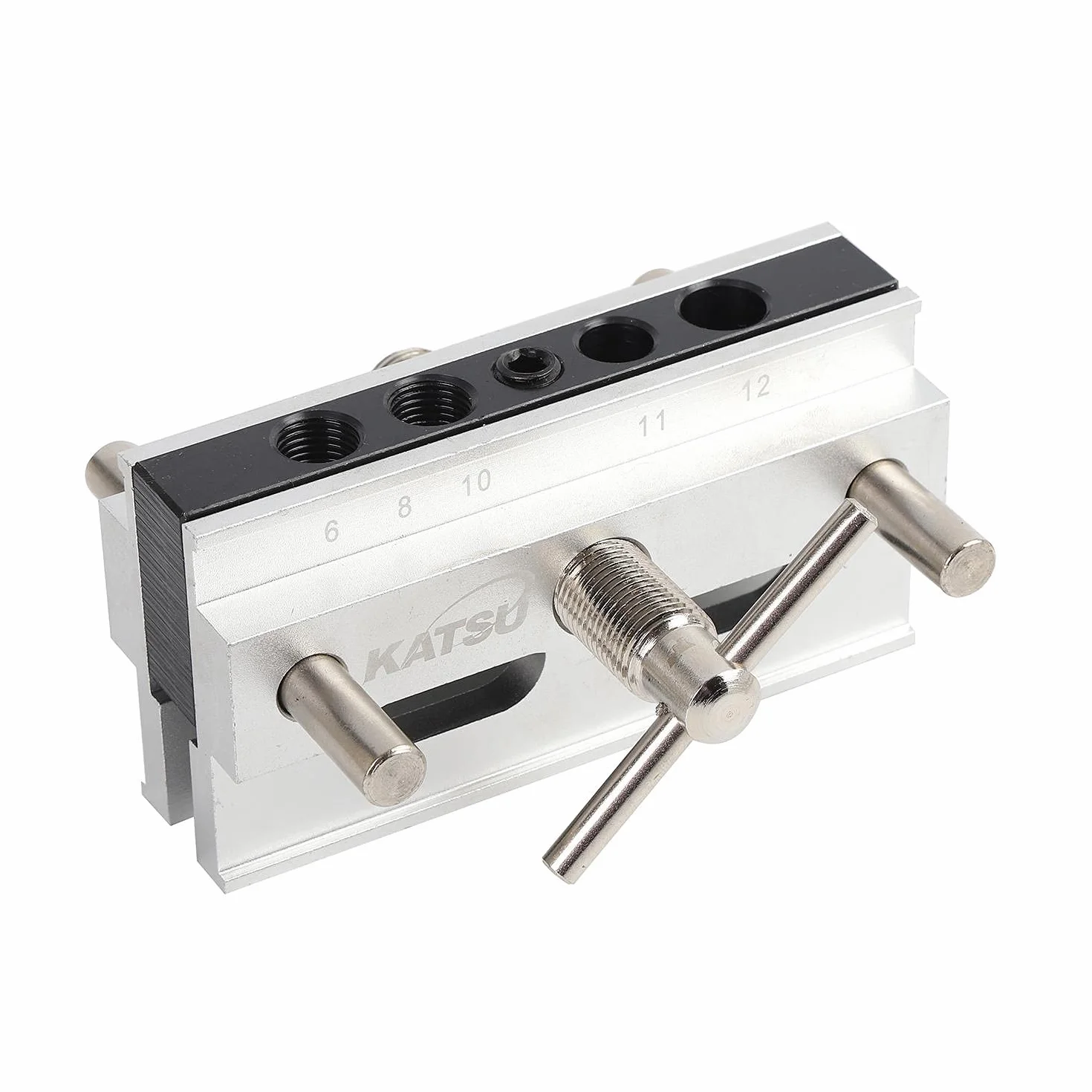 KATSU Kit de Plantilla de Clavija Autocentrante, Tamaños Métricos, Guía de Taladro, Herramienta de Localización de Posicionador de Carpintería para Maderas Gruesas 105408