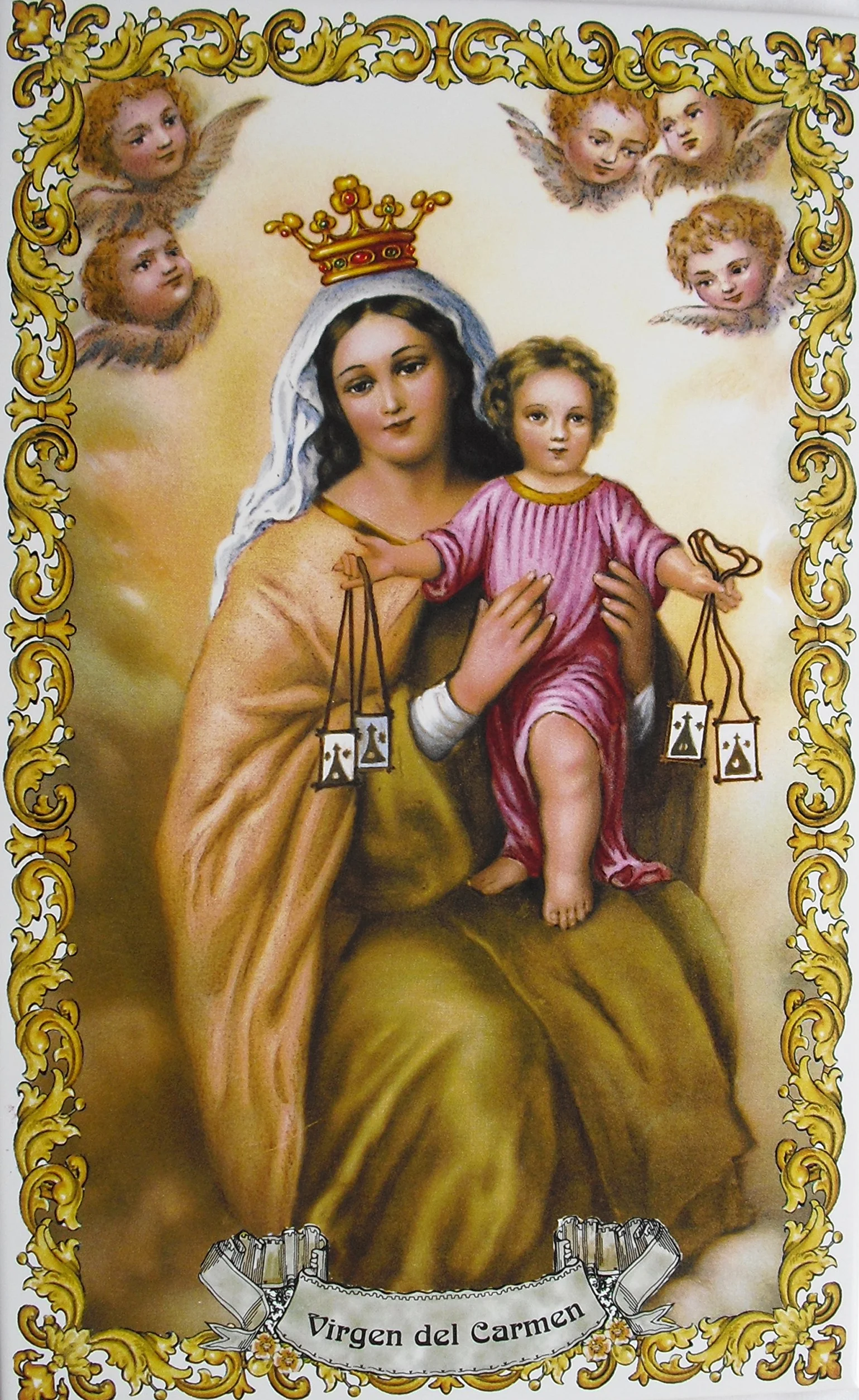 Azulejo de cerámica Virgen del Carmen 20 x 30 cm