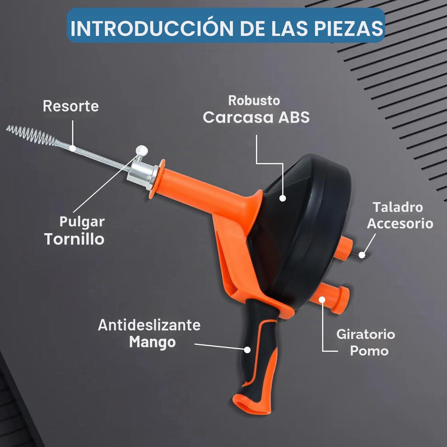 Desatascador Tuberias Profesional Con Taladro De 13m, Ideal Desatascador Para La Limpieza De Drenaje EcolóGico, Evitando Eficazmente El Bloqueo De Cable Desatascador Tuberias