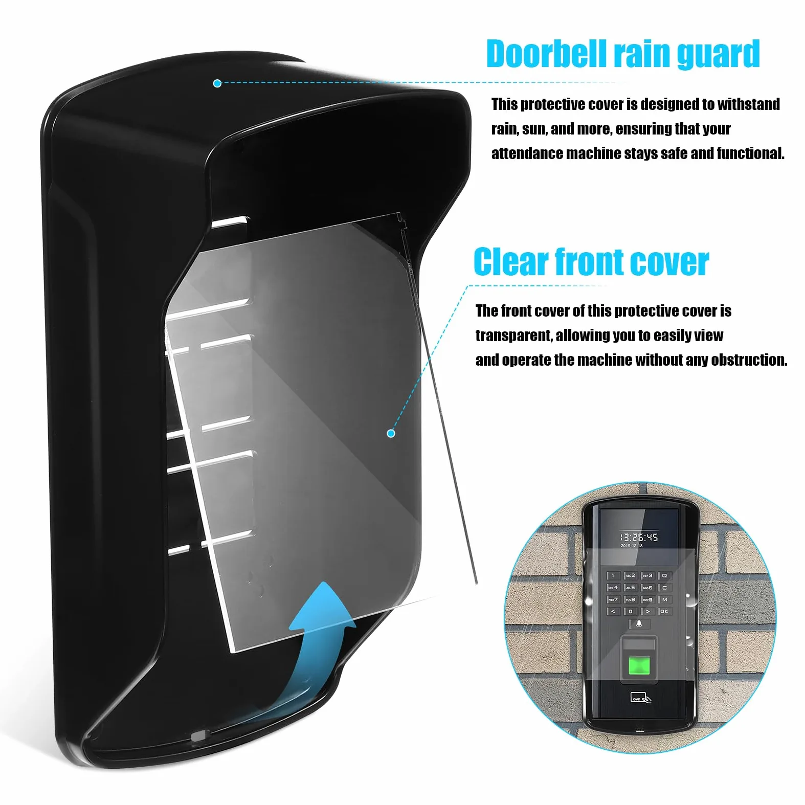 Cubierta De Lluvia Para Timbre Protector De Timbre Exterior Cubierta Del Teclado De Control De Acceso Funda Transparente Con Salida De Cable Trasera 9.29 X 4.52 X 3.11 in