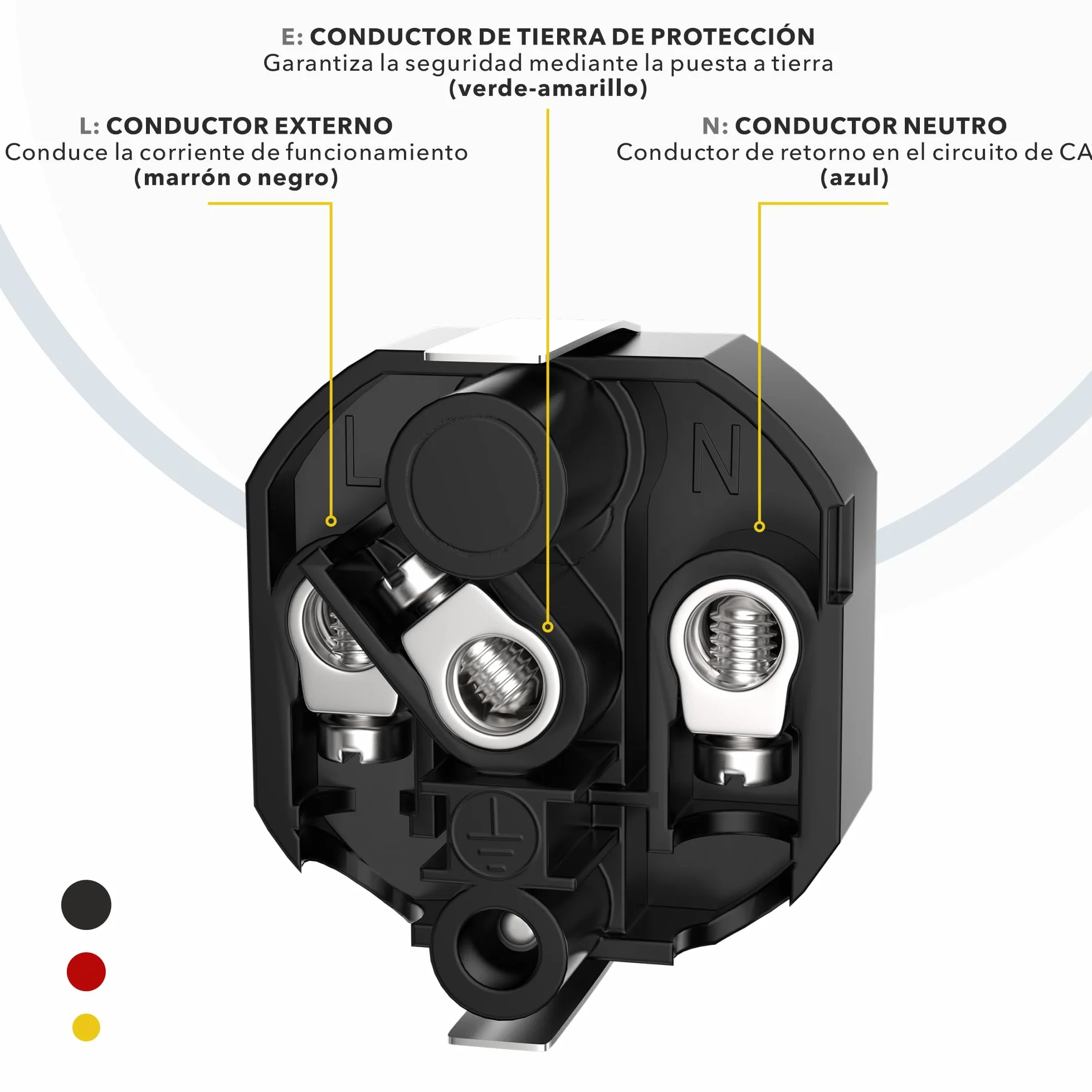 RedStar24 Enchufe Schuko 230V IP54 Set de 4 Conectores de protección robustos de goma y plástico, negro rojo