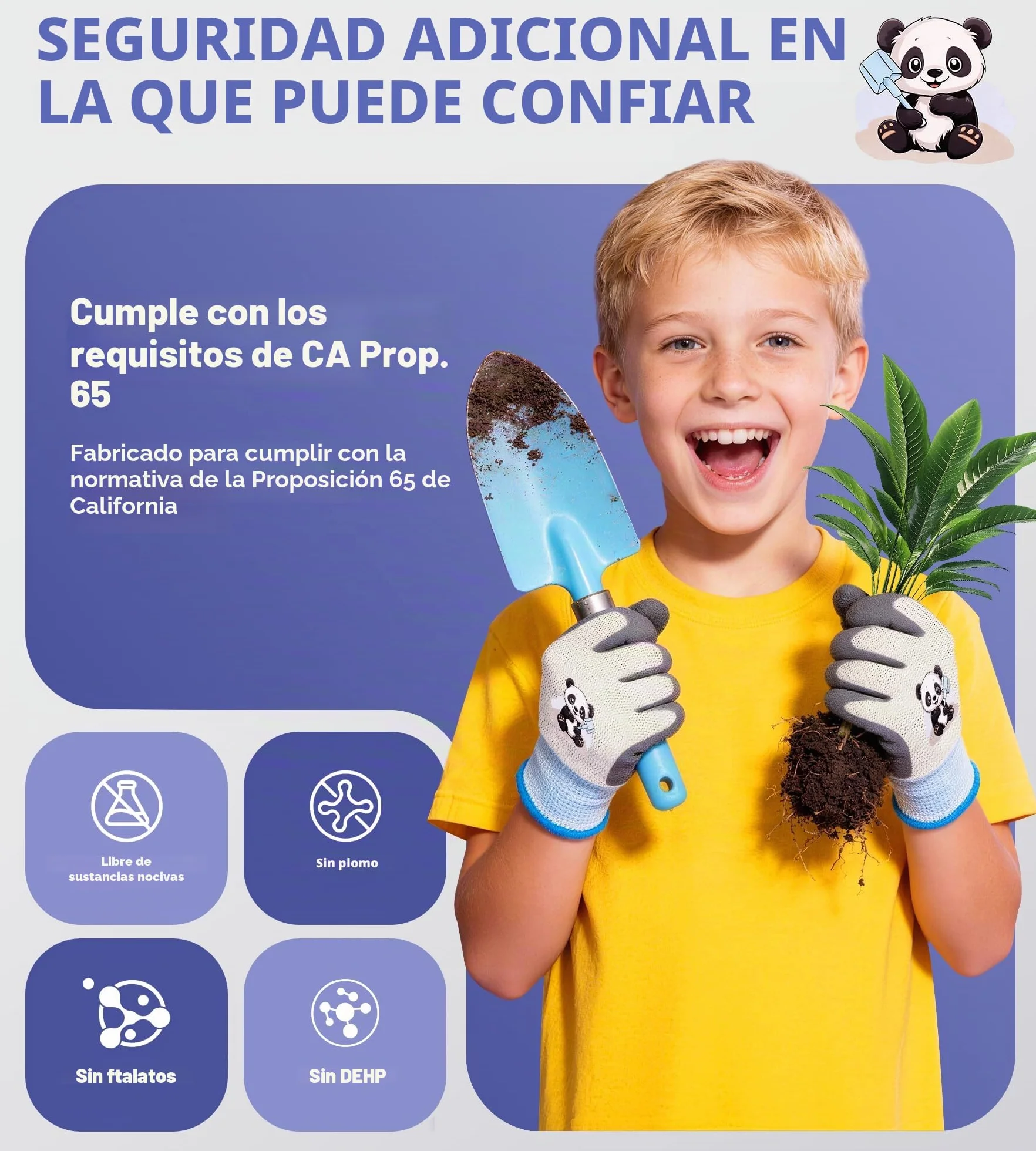 Mr.Panda Guantes de Jardinería para Niños Talla 3/XXXS 2-4 Años