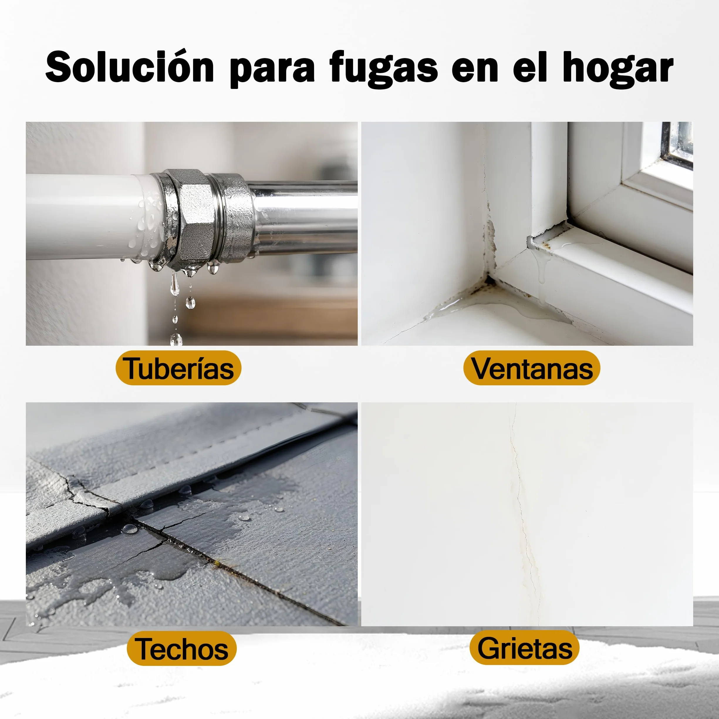 Etrexonline Spray Sellador Impermeable Blanco 400 ml, para Grietas y Fugas, Secado Rápido, Alta Adherencia, para Metal, Madera, PVC y Cemento, Uso Interior y Exterior, 4 x 400 ml