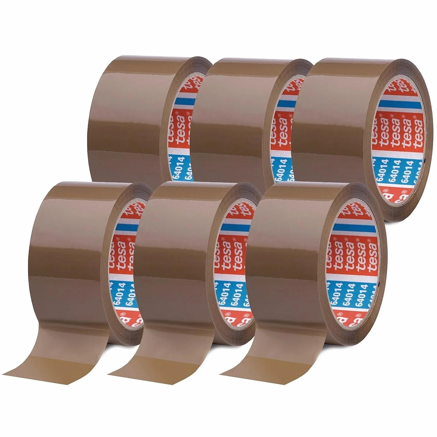 tesa pack - Cinta Adhesiva Universal para Embalar, Sellar y Empaquetar - Resistente al Desgarro y a los Rayos UV - 66 m x 50 mm - Paquete de 6 Rollos - Marrón