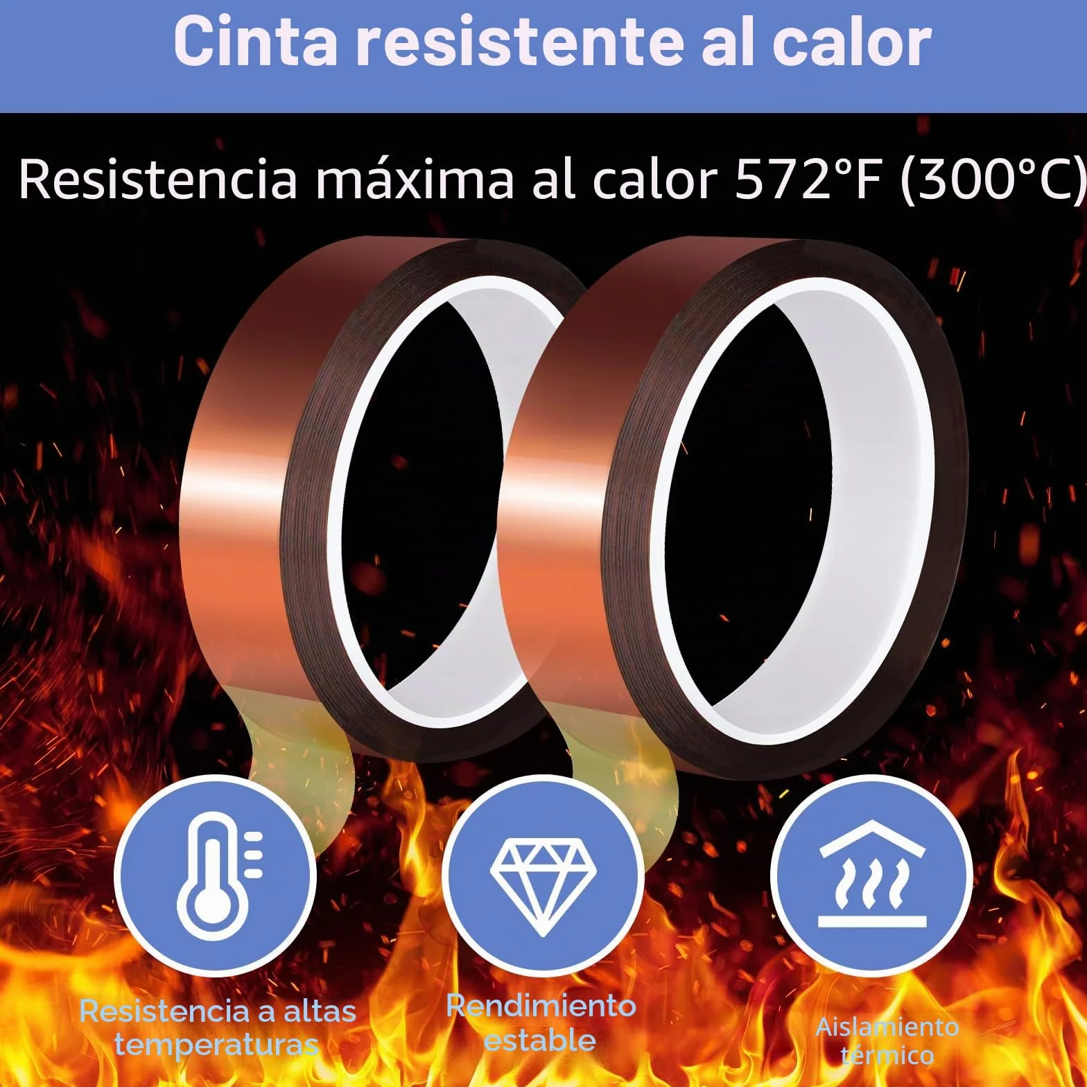 2 rollos de cinta adhesiva Kapton, 20 mm x 25 m, resistente al calor, cinta aislante de alta temperatura, cinta térmica para placas de circuito impreso electrónicas por sublimación