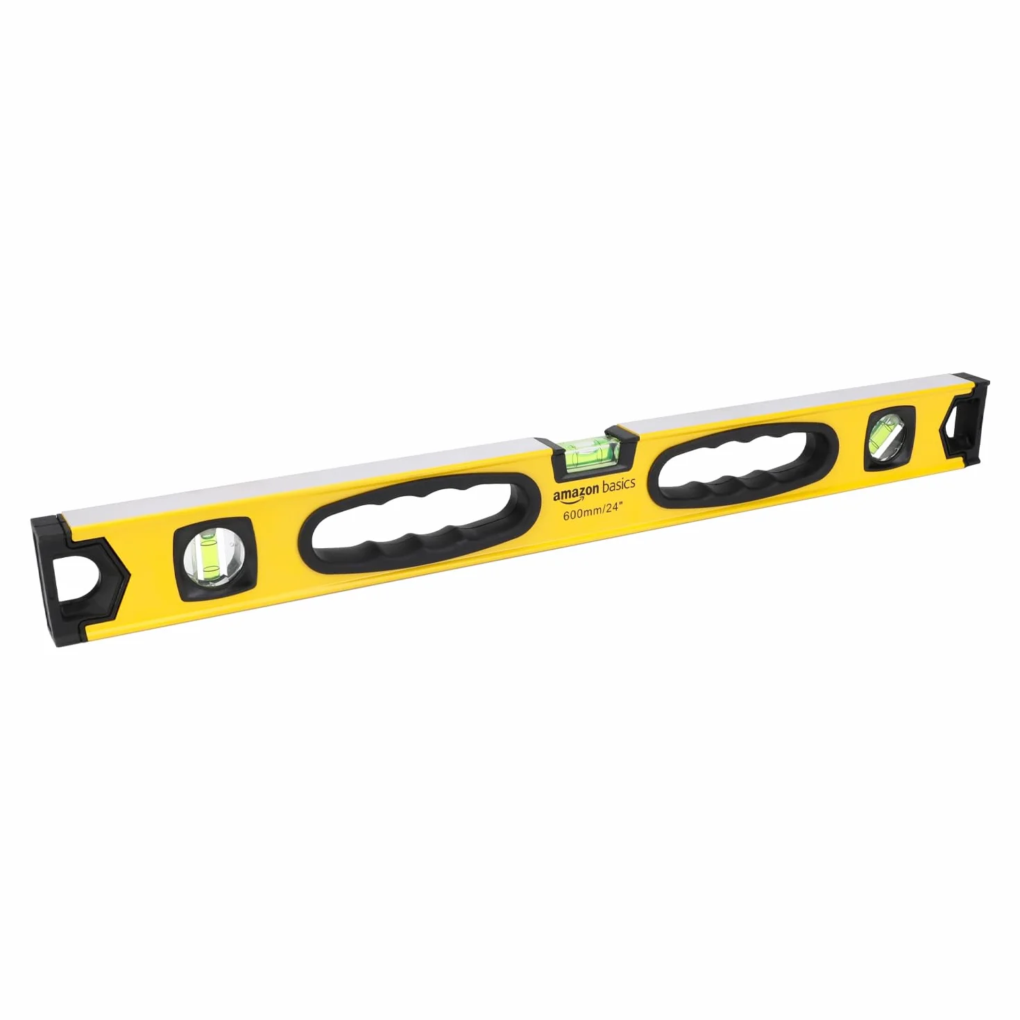 Amazon Basics Nivel de burbuja magnético aleación de aluminio 60.9 cm 180 90 45 grados Amarillo negro