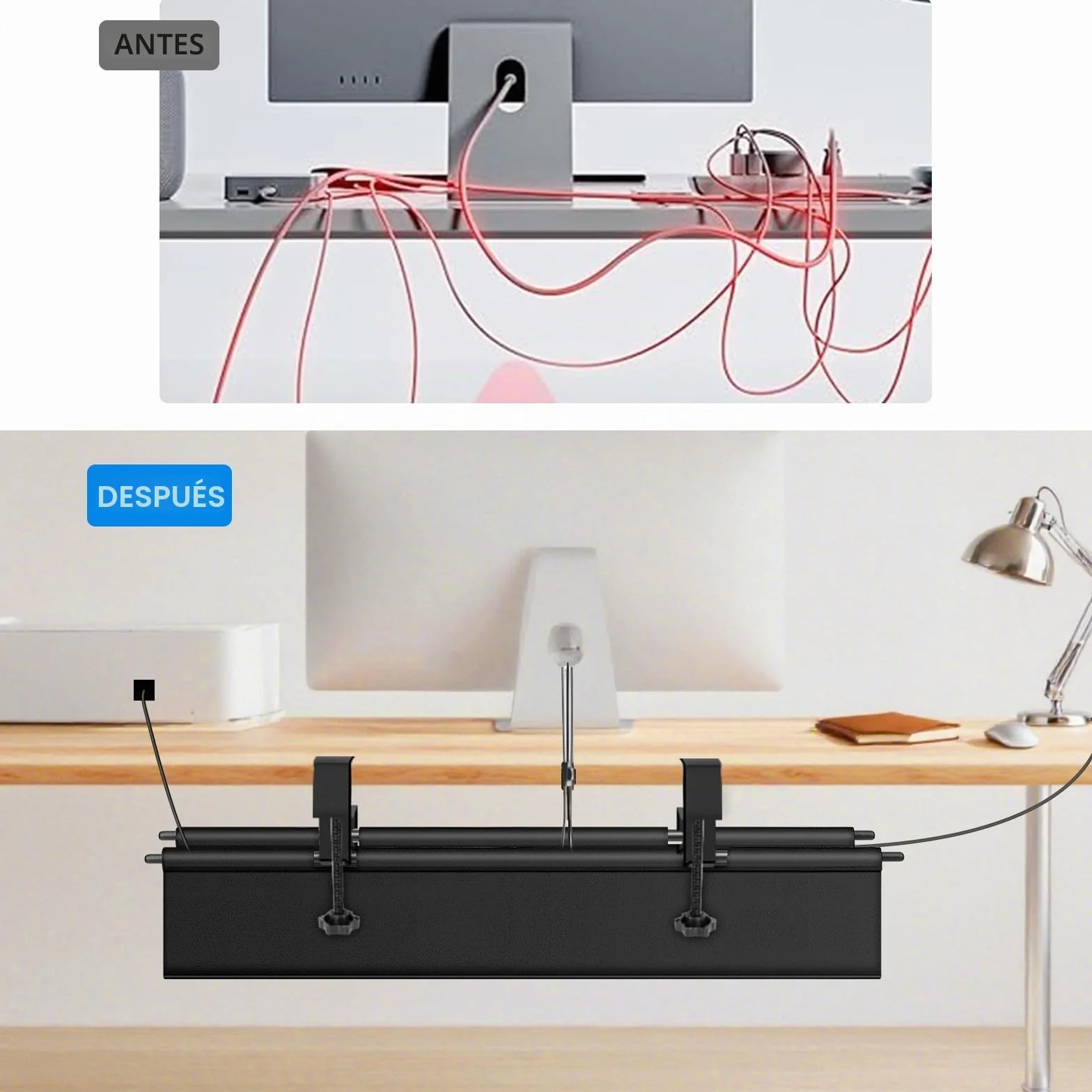 Bandeja Cables Escritorio, Acabado Flexible De La Mesa De GestióN De Cables Sin PerforacióN De 70cm, InstalacióN De Pinzas Sin PerforacióN, Impermeable Estable, Adecuada Para Oficinas Y Hogares