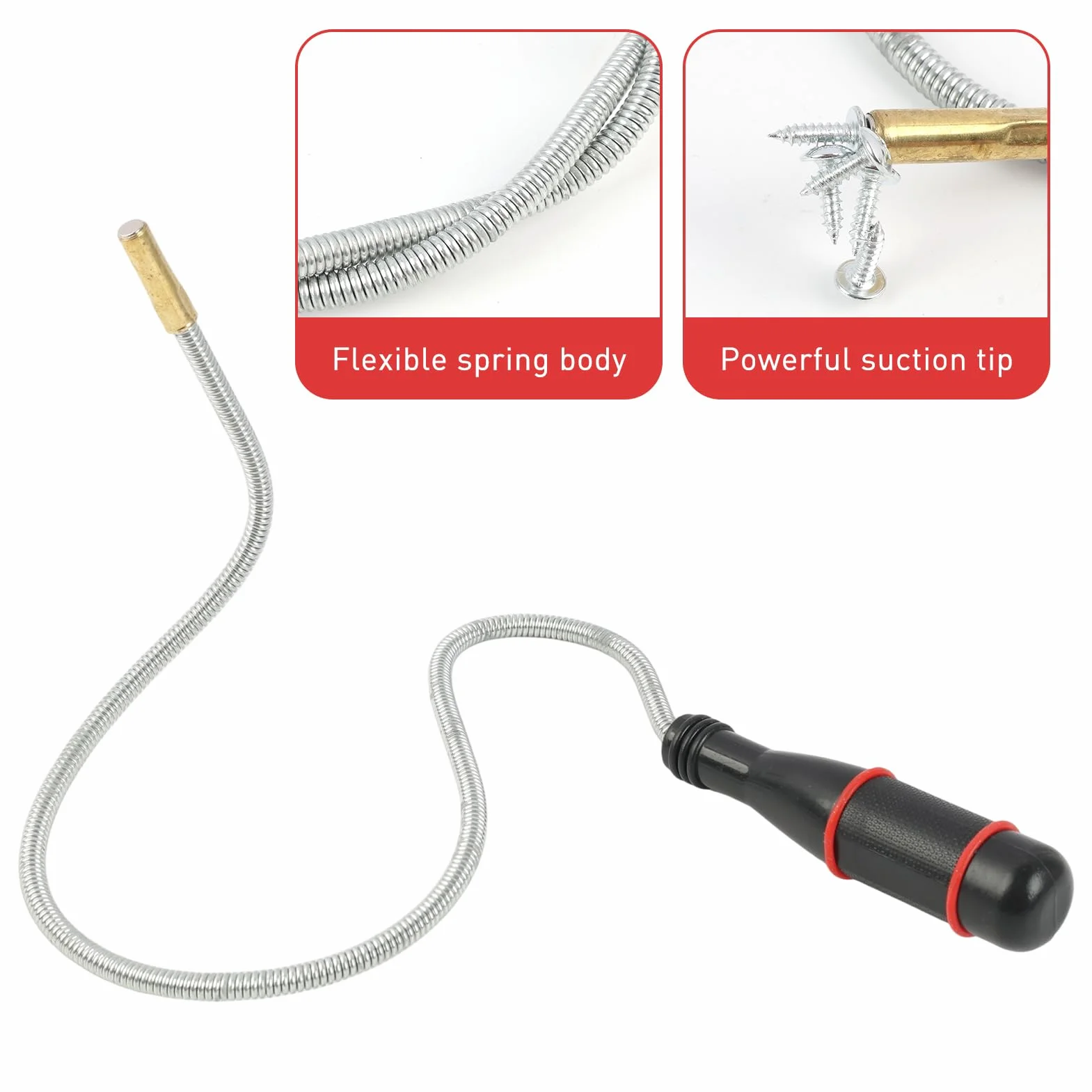 60CM Herramienta Magnética Telescópica con Imán Potente, Recogedor Magnetico Flexible, Iman Flexible Portátil, Herramientas de Recogida iman flexible, para Recoger Objetos Metálicos Pequeños