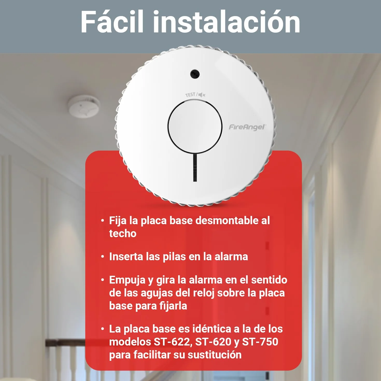 FireAngel FA6115-INT Detector de Humo Óptico con Batería 5 Años