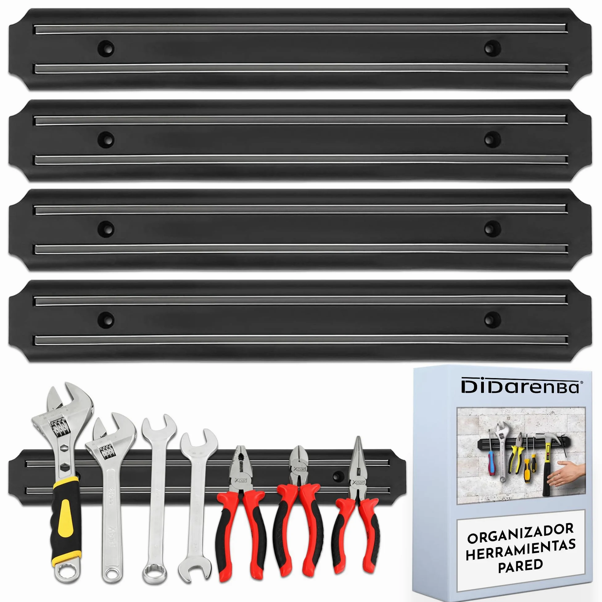 Organizador herramientas pared magnetico 4 uds 33 cm x 5 cm iman