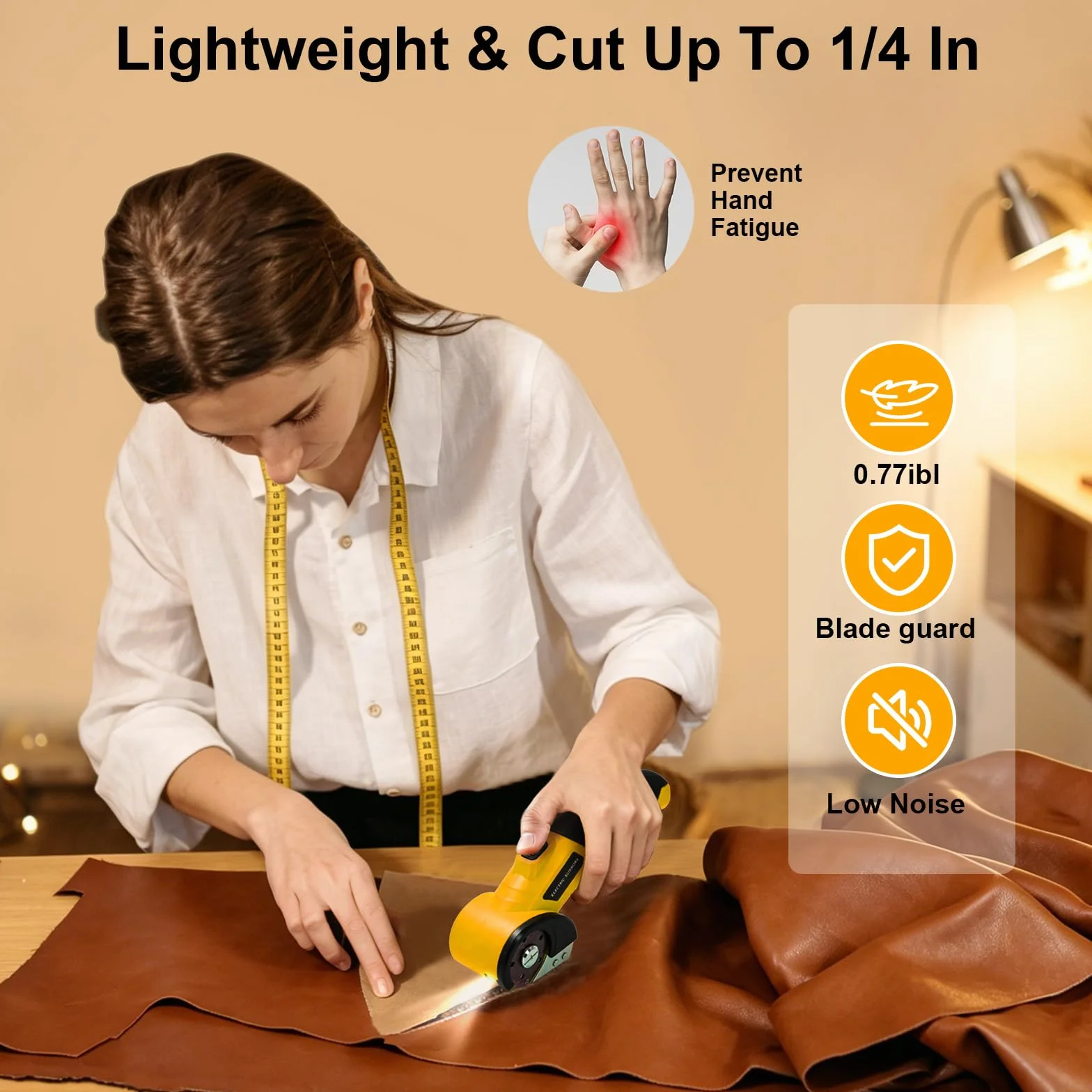 Tijeras Eléctricas Inalámbricas 4.2V con Bloqueo de Seguridad, Luz LED y Cuchillas de Repuesto, Recargables para Corte de Tela, Cuero, Alfombra, Cartón y Plástico