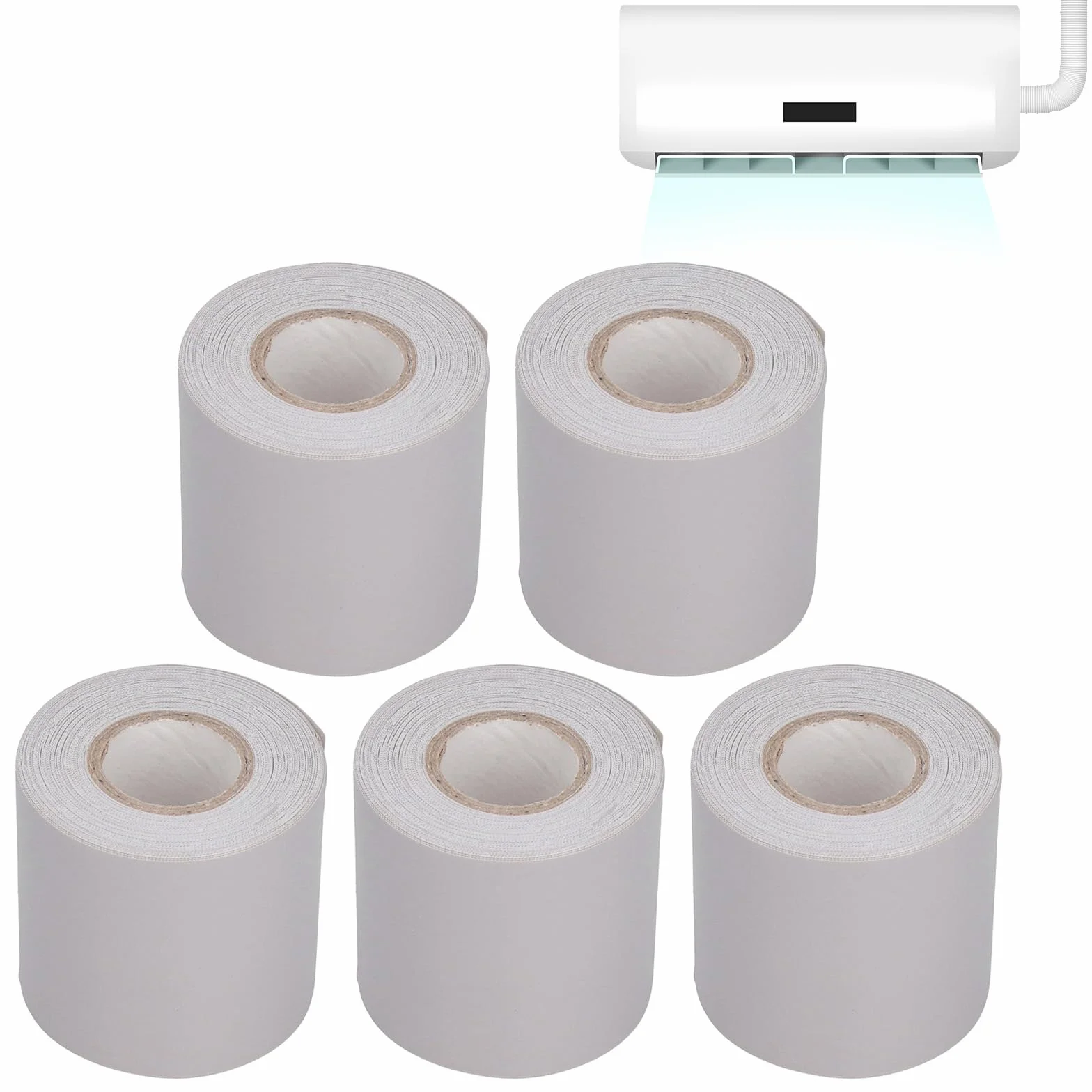 Paquete de 5 Cintas de PVC para Tuberías de Aire Acondicionado Cinta Aislante Resistente Al Aceite para Protección de Conductos Cintas de Envoltura Portátiles de 6cm de Ancho no adhesivo(Gray)