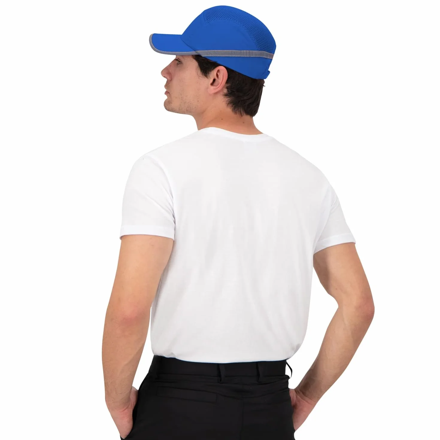 BWOLF TRIVOR Gorra Seguridad Trabajo Casco Obra Casco Seguridad con Carcasa ABS EN 812, Tira Reflectante, Azul Royal