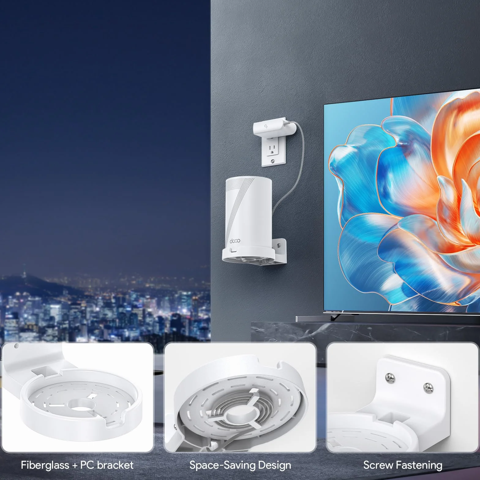 XLTTYWL Deco - Kit de Montaje en Pared WiFi 7, Deco BE63/BE65/BE67/BE10000/BE9300/BE14000 y XE75 Pro XE75 X80 X75 Series Soporte de Montaje en Router para TP Decos 7 Tri-Band WiFi