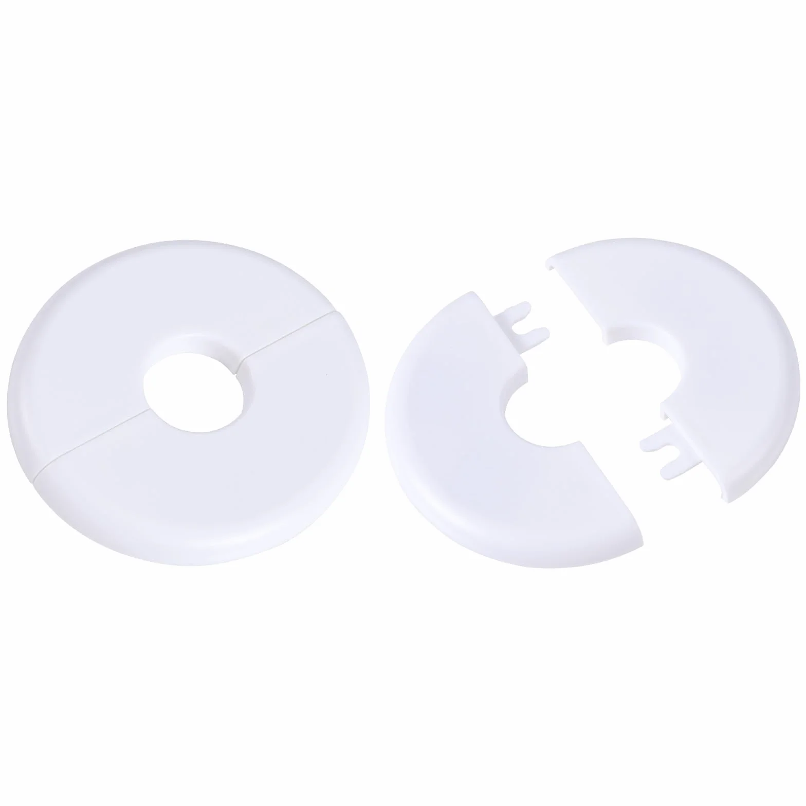 2uds Brida de Pared Dividida, Placa de Escudo Redonda de ABS Placas de Cubierta de Plomería para Accesorios de Decoración de Grifo de Tubería de 23mm de Diámetro (Blanco)