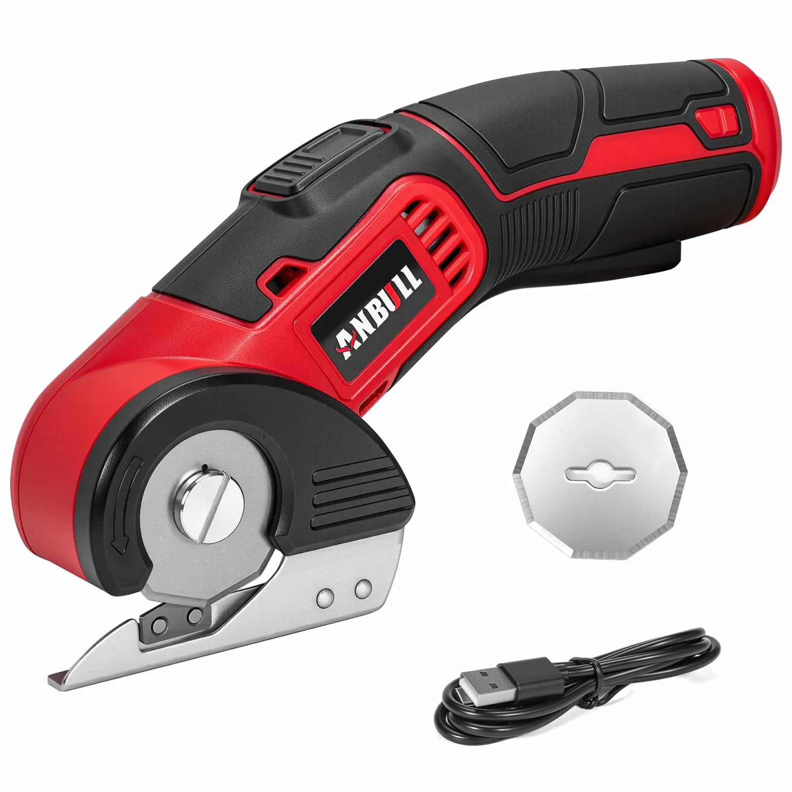 Anbull Tijeras Eléctricas Inalámbricas 4V, Tijeras Electricas Manualidades, para Tela y Costura, Cortadora Eléctrica, USB Recargable, Una Cuchilla, para Cuero, Cartón, Plástico, Ligera y Segura