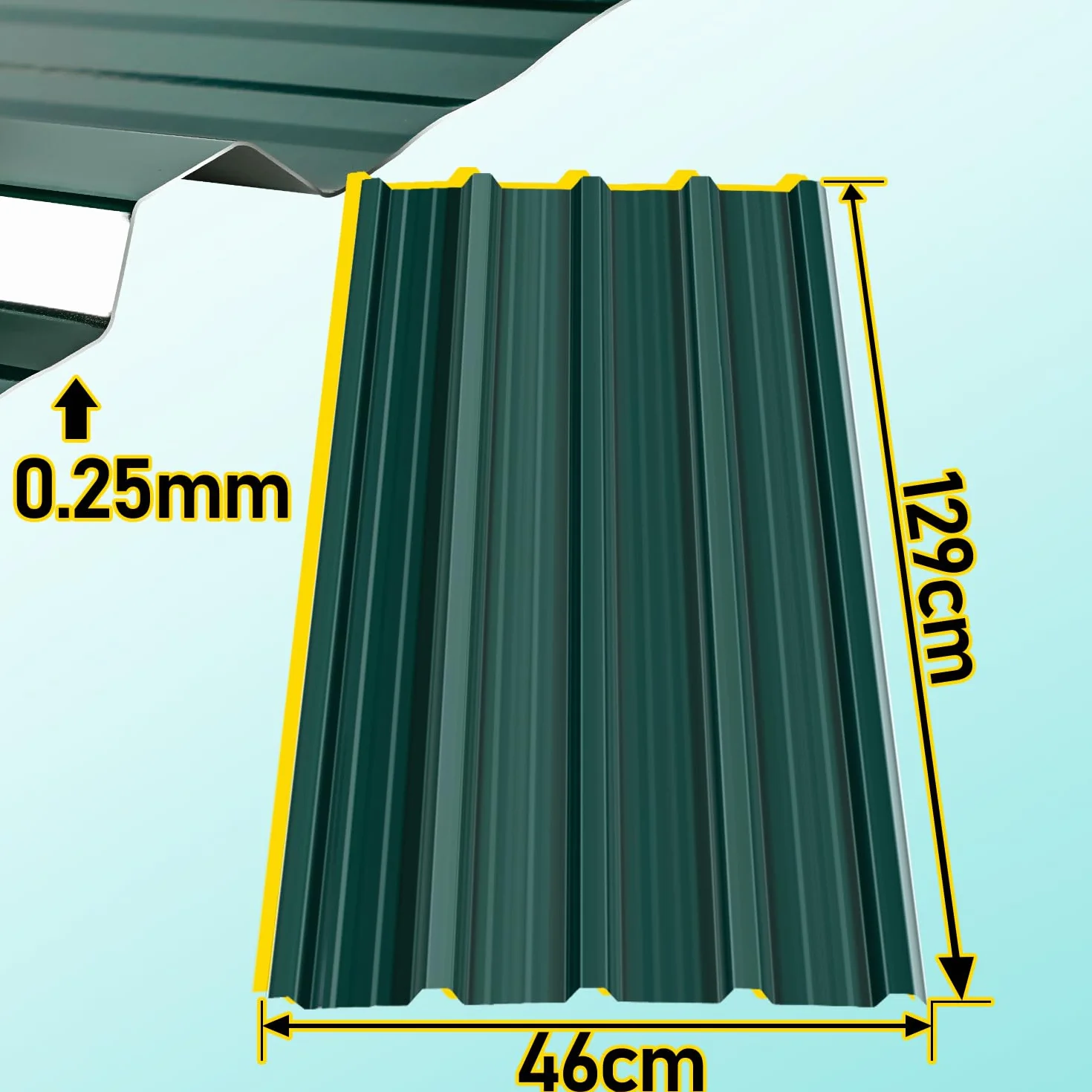 Juego de 12 placas de chapa trapezoidal galvanizadas para techos – Láminas de acero verdes y robustas con protección contra la oxidación, ideales para garajes y cubiertas de techo, superficie
