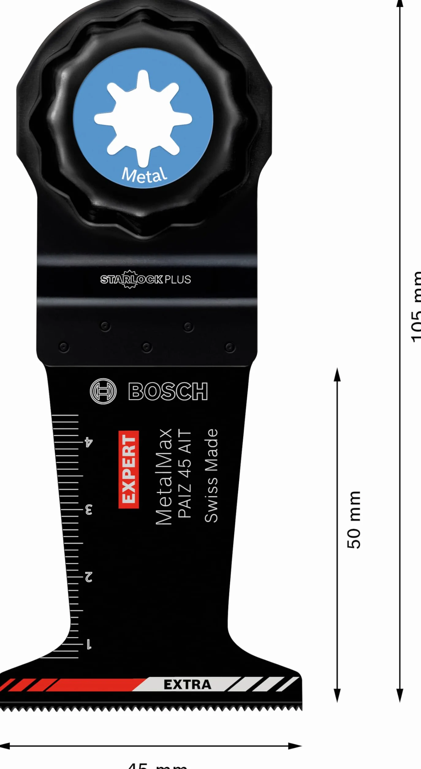 Bosch Professional 1x Hoja de multiherramienta Expert MetalMax PAIZ 45 AIT (para Acero, Acero inoxidable, Anchura 45 mm, accesorios Multiherramienta)