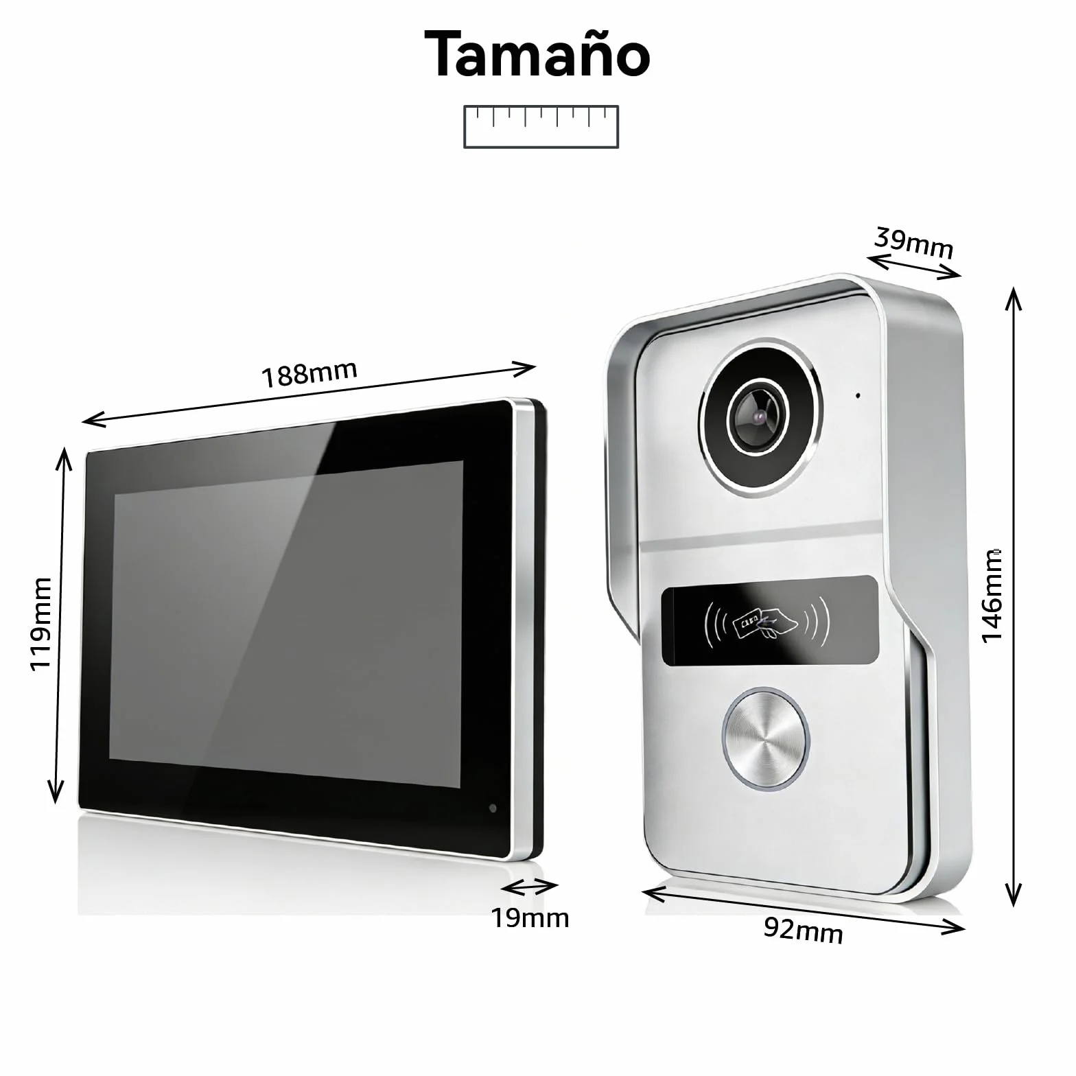 2 Hilos Videoportero Sistema de Intercomunicación 1080P, 7'' Monitor Táctil a Color, Desbloqueo en App y RFID, Detección de Movimiento Humano, Audio Bidireccional,WiFi6 2,4/5GHz,KW02_IP7