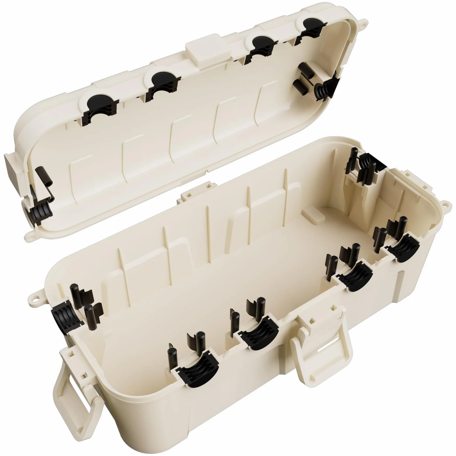 RESTMO Medium caja de cables impermeable para exteriores, IP54, caja de cables exterior, ideal para proteger cables de extensión, regletas y enchufes angulares (29cm x 13,2cm x 10cm), color almendra