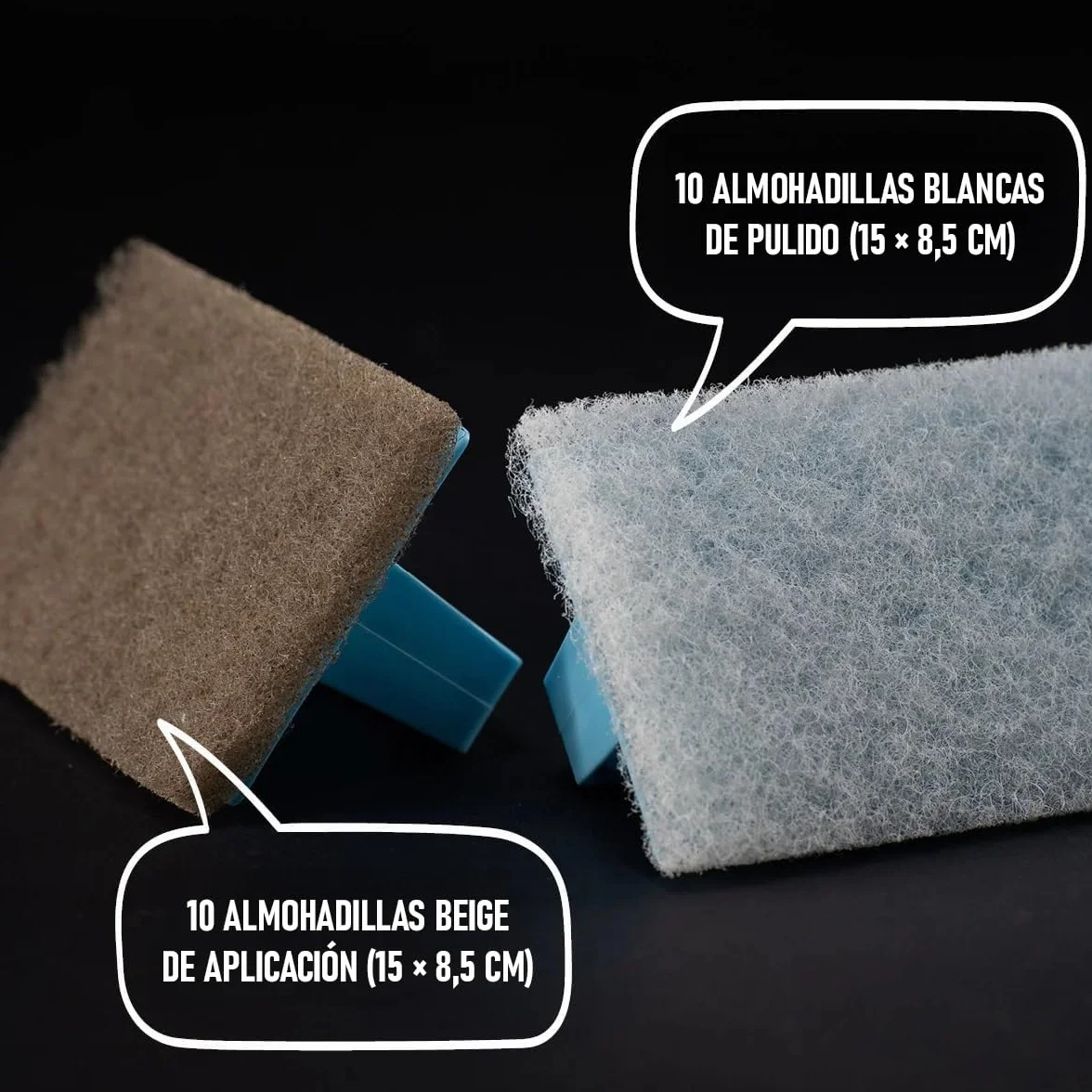 OLI-NATURA - Juego de almohadillas pequeñas con 1 soporte para almohadillas con asa, 10 x blanco y 10 x beige