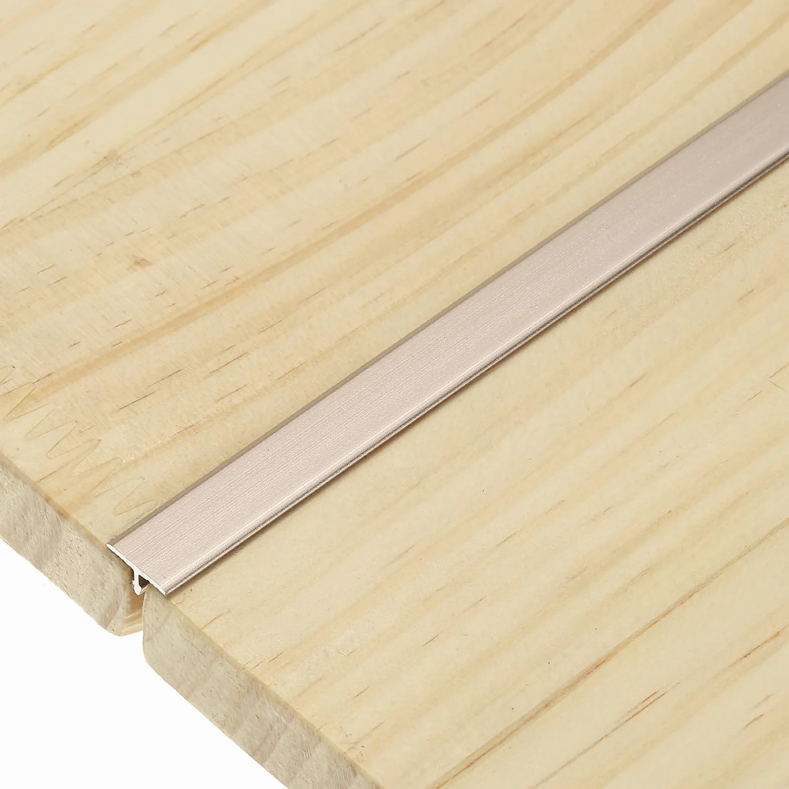 QUARKZMAN 3 Piezas De Tira De Transición 9m x 10mm L x A Marrón Claro Mate | T-Molding, Tira Divisora Plana De Aluminio, Para Bordes De Suelo De Vinilo, Para Huecos En Suelos Y Puertas