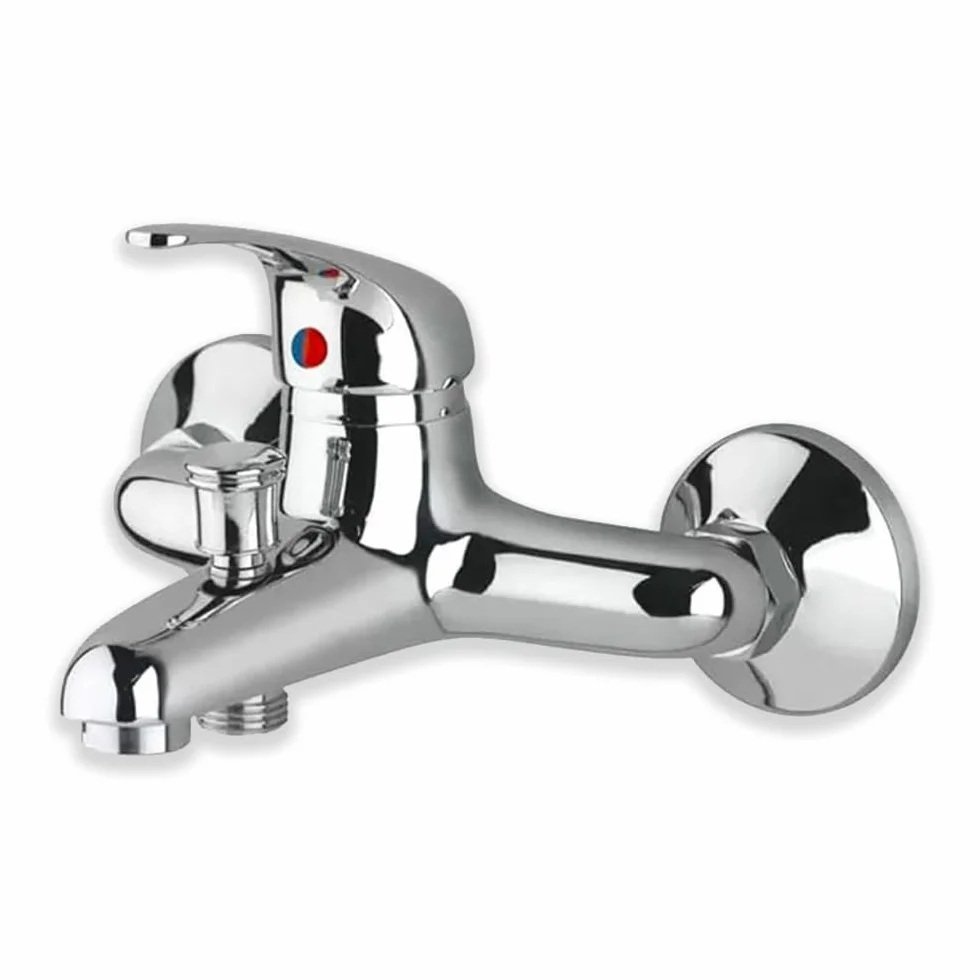 Grifo mezclador cromado para bañera, grifo de pared de acero inoxidable