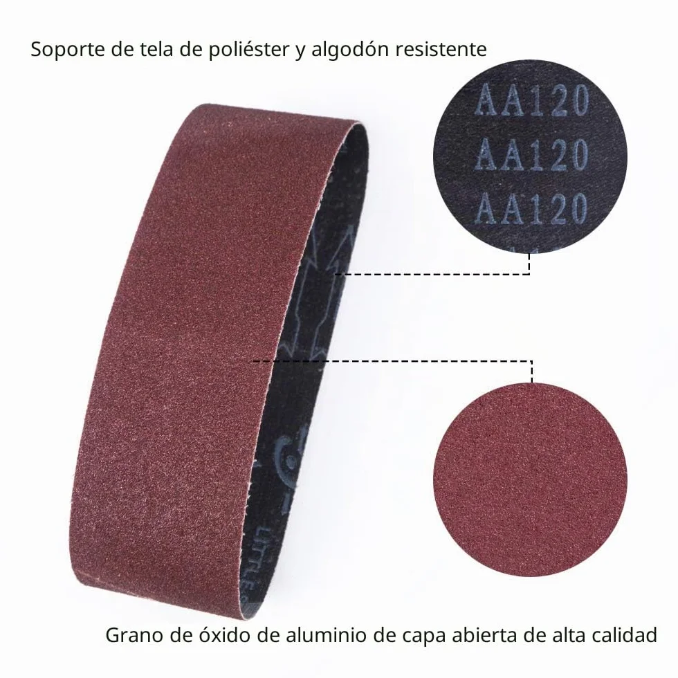 STEBRUAM Bandas de Lija 75 x 457 mm, 15 Piezas, Granos 80/120/150/240/400 para Lijadora de Banda