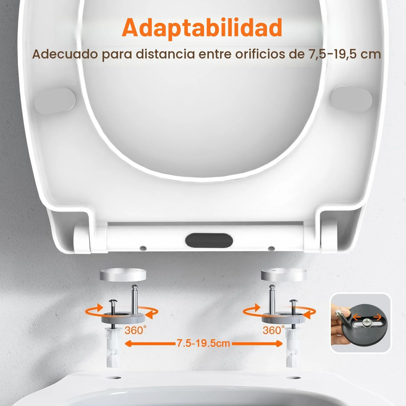 SURFOU Tapa WC Universal, Forma O Asiento Inodoro, Soporta Hasta 150 Kg Tapas de Water, Instalación Sencilla, Desmontaje Rápido y Cierre Silencioso, Adecuado para Baño